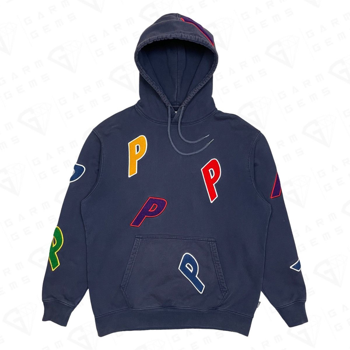 image of Palace Multiple P Hoodie in Navy, Men's (Size Large)