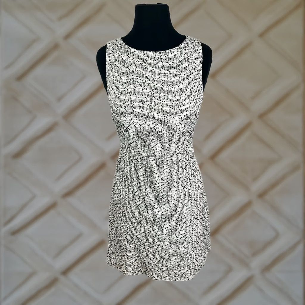 Alice + Olivia Alice + Olivia Tweed Mini Dress Women Black White - Cutout Zipper Detail Size S / US 4 / IT 40 - 1 Thumbnail