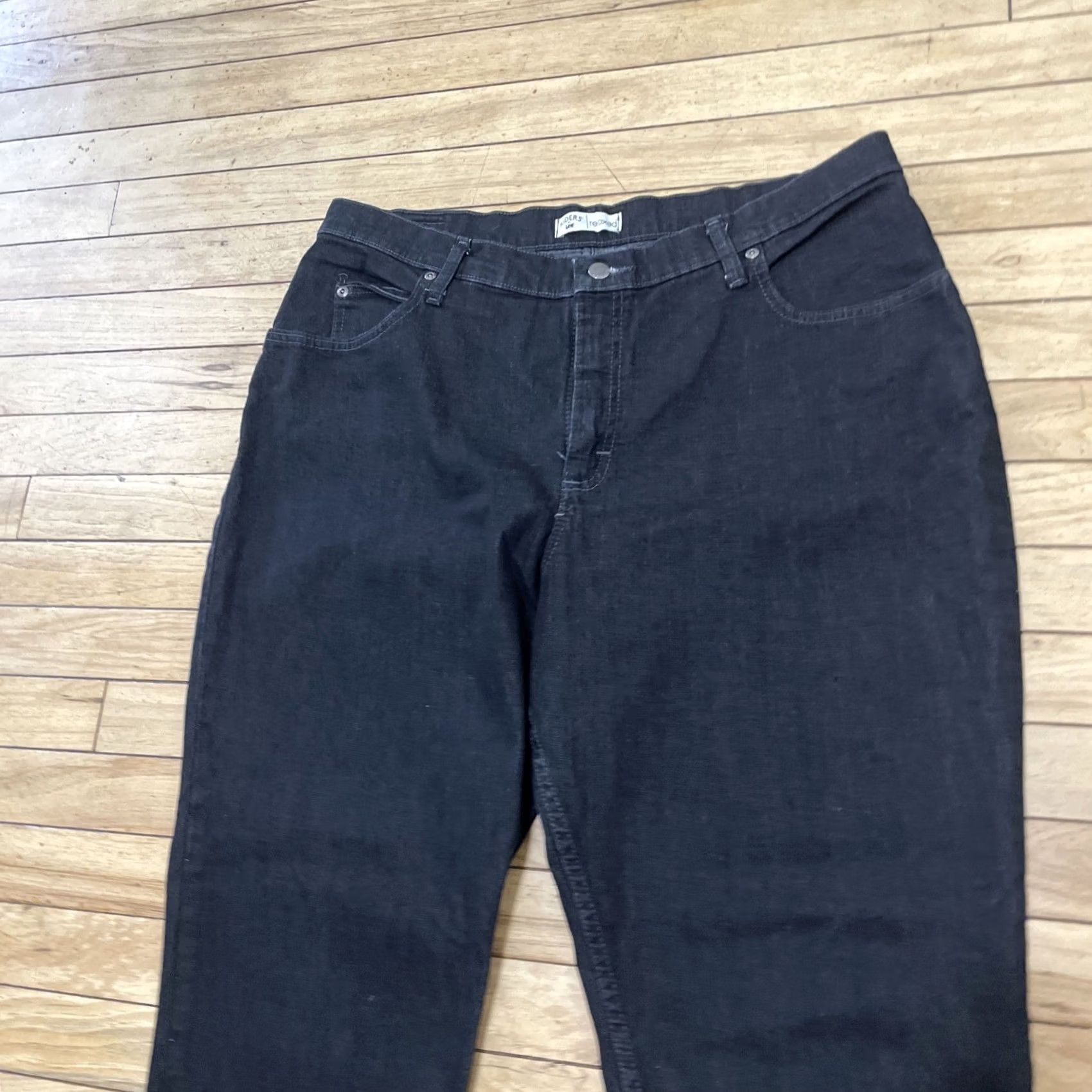 Lee VINTAGE Riders By Lee Relaxed Jeans Women 18W P Plus Petite All Black Work Pants 36x30 Size 40" / US 18 - 4 Thumbnail