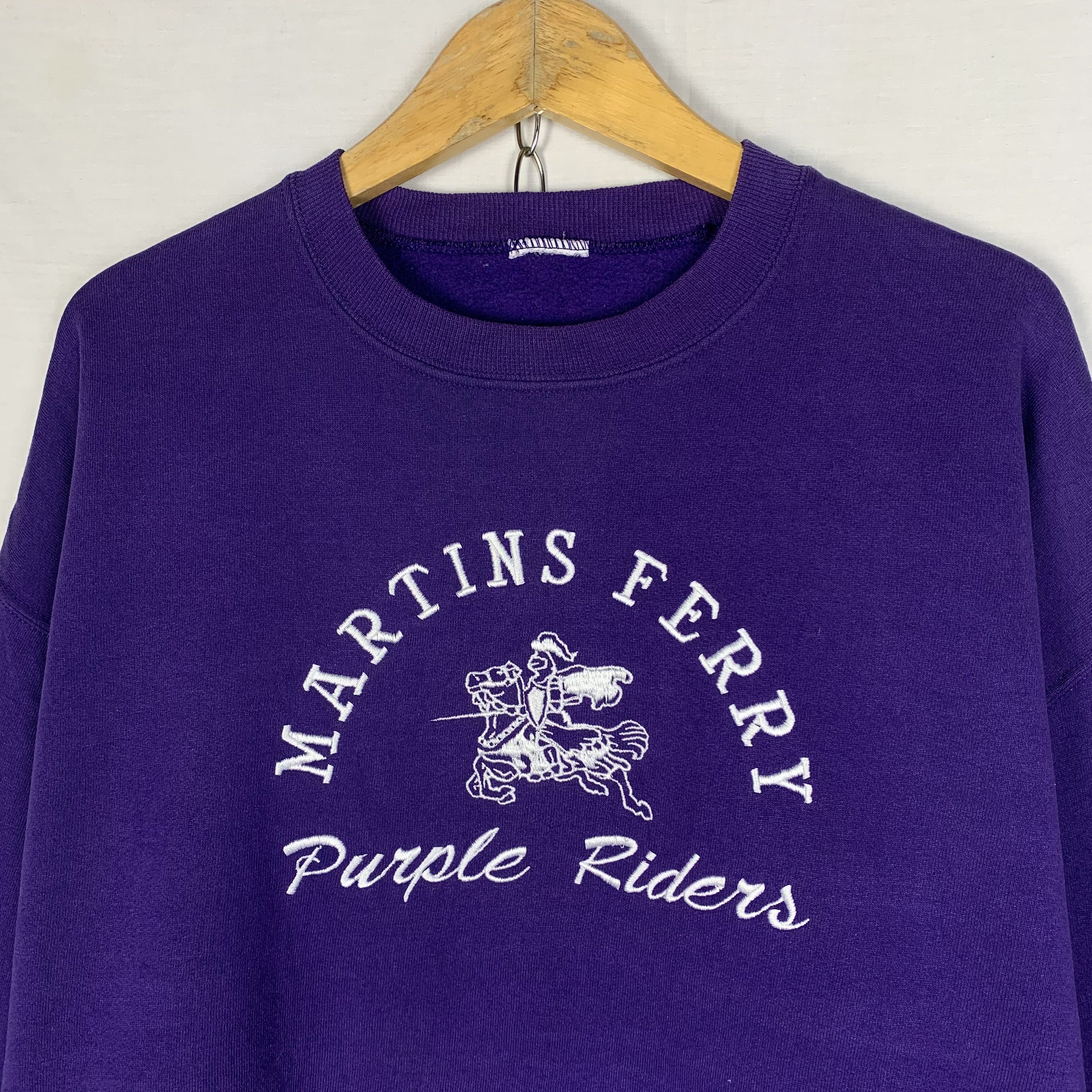 Vintage Vintage Martins Ferry Purple Riders Sweatshirt Crewneck Size US L / EU 52-54 / 3 - 2 Thumbnail