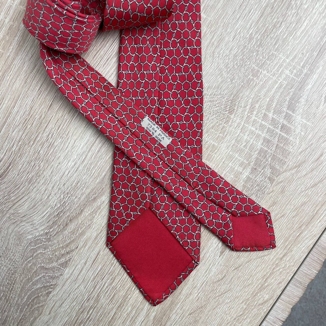 Hermes Hermes Paris Silk Tie 7384 PA Chains Red Size ONE SIZE - 4 Thumbnail