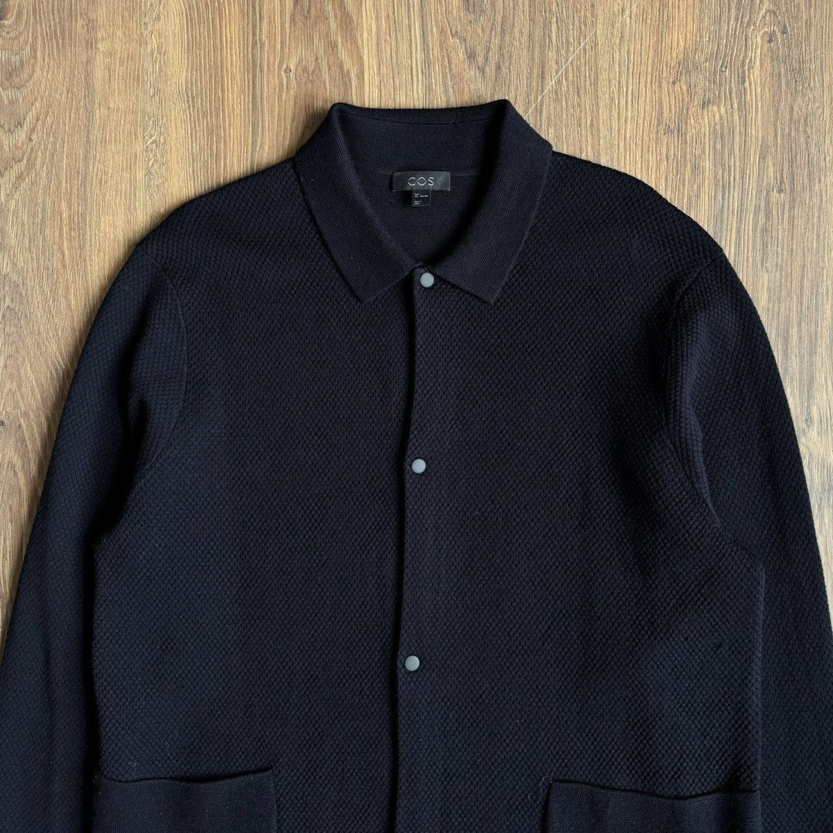 Cos COS Wool Knit Cardigan Snap Button Men’s L Navy Size US L / EU 52-54 / 3 - 2 Thumbnail