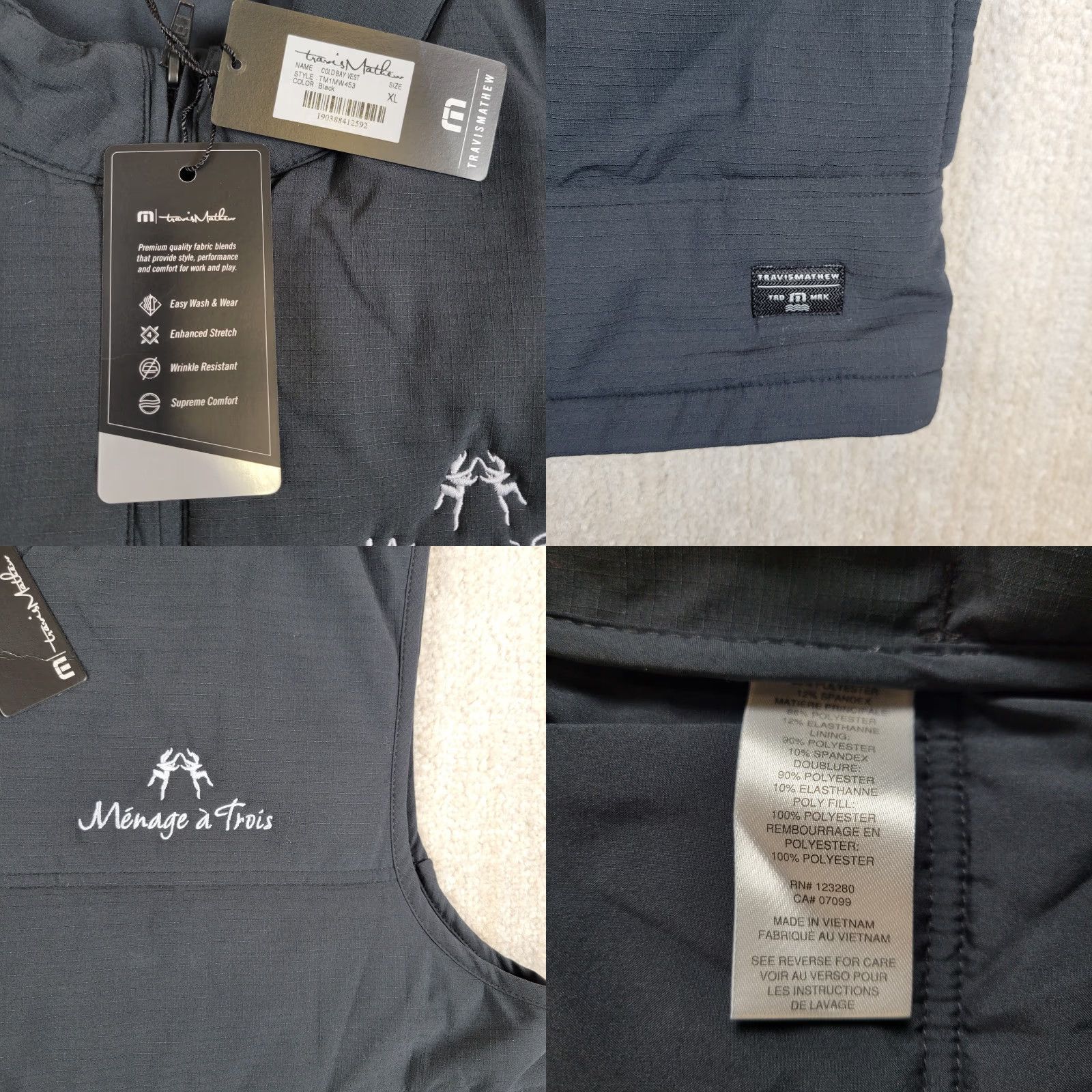 TravisMathew TRAVIS MATHEW Puffer Vest Mens XL Black Full Zip Golf Size US XL / EU 56 / 4 - 8 Thumbnail