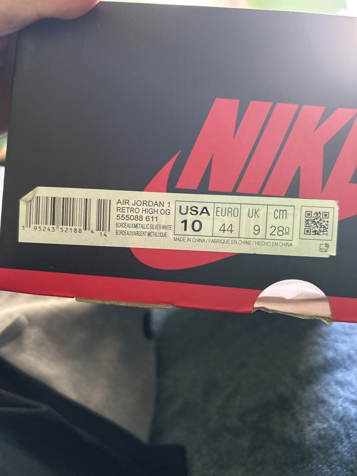 Nike × Vintage Jordan 1 high top “Bordeaux” Size US 10 / EU 43 - 6 Thumbnail