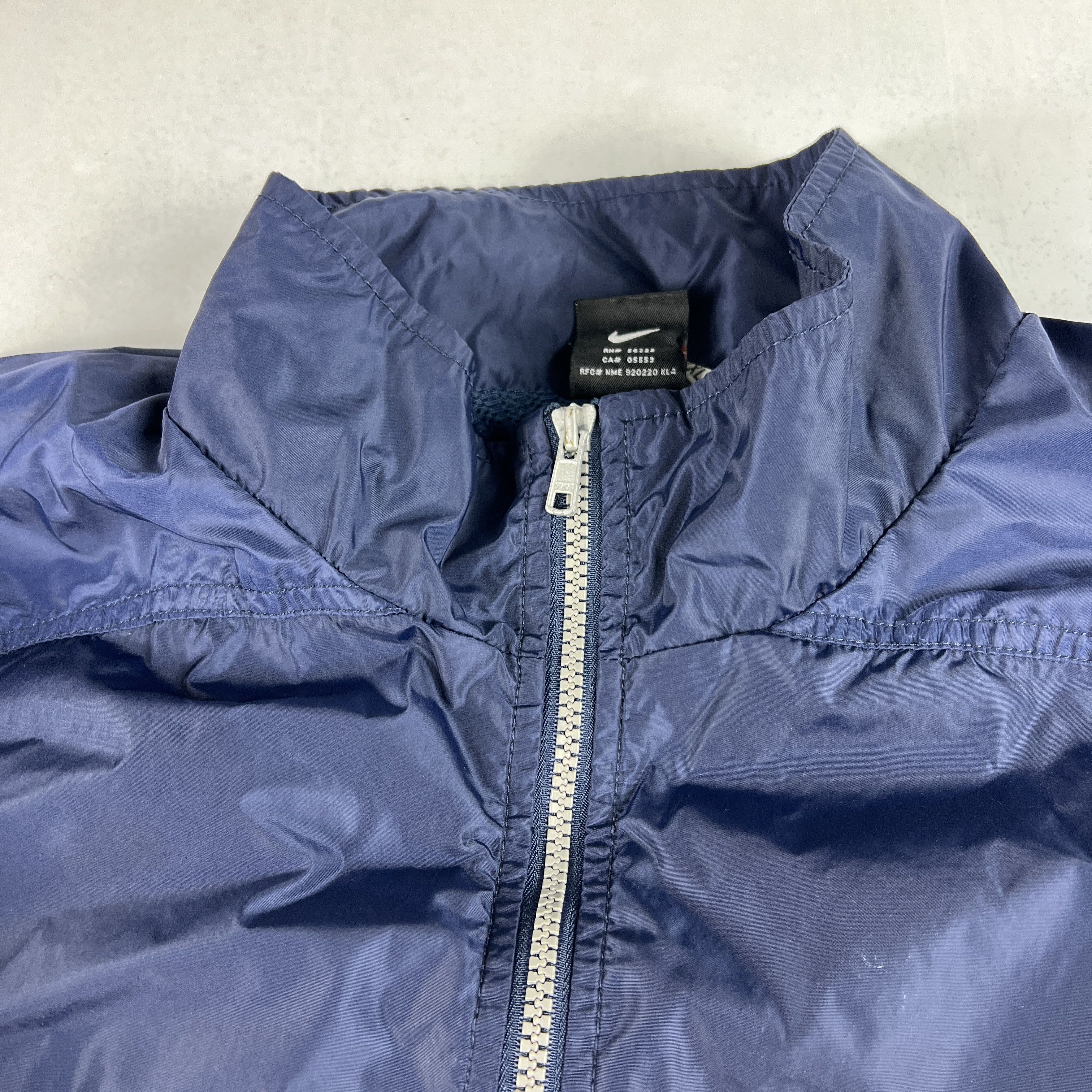 Nike × Vintage VTG 90s Nike Jacket Blue Logo Full Zip Windbreaker Size US XXL / EU 58 / 5 - 5 Thumbnail