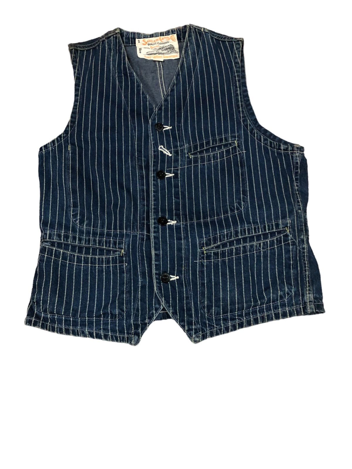 Sugar Cane × Toyo Enterprises Sugar Cane & Co Hickory Indigo SeldvedgeWaist Coat Vest Size US S / EU 44-46 / 1 - 1 Thumbnail
