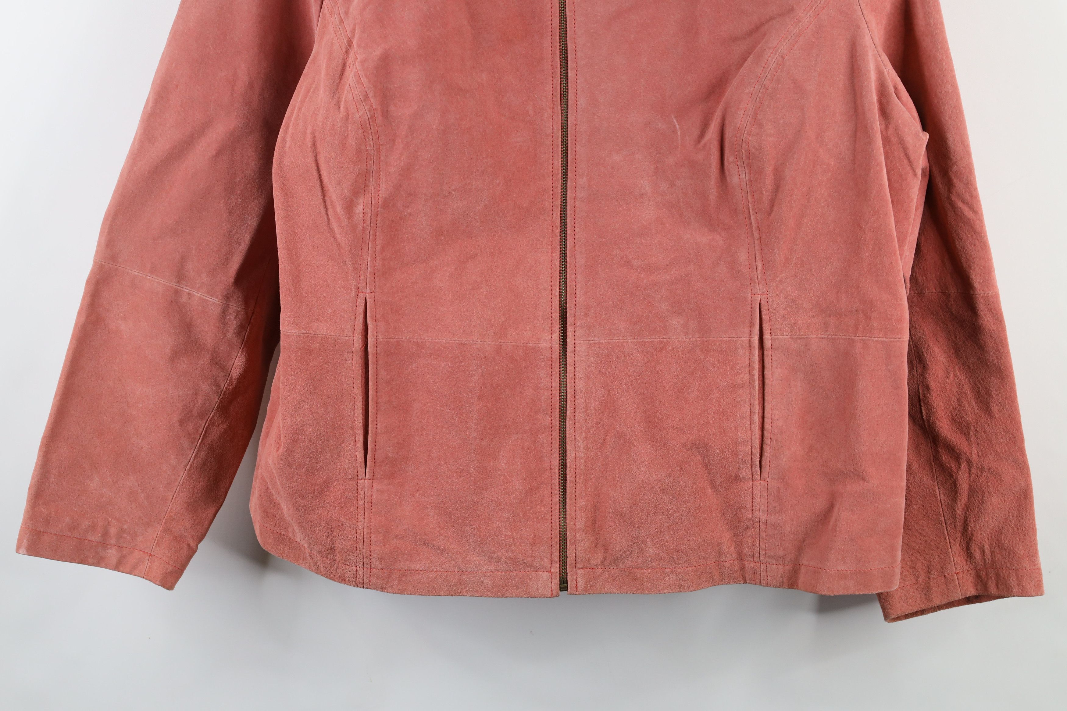 Vintage Vintage 90s Streetwear Leather Cafe Racer Bomber Jacket Pink Size XXL / US 16-18 / IT 52-54 - 3 Thumbnail