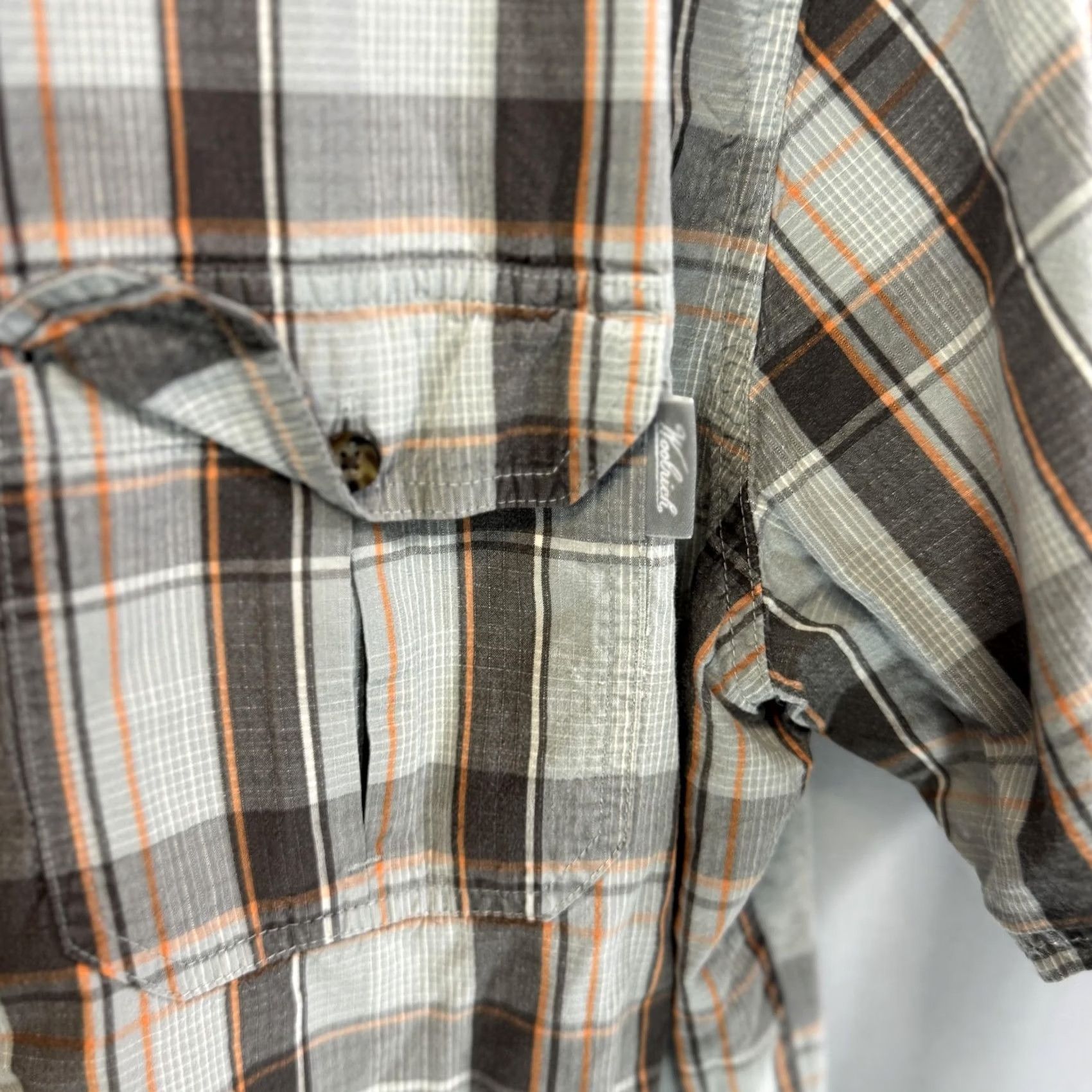 Vintage Woolrich Shirt Mens XL Gray Orange Plaid Short Sleeve Button-Up Cotton Woolrich Woolen Mills Vintage: No Size US XL / EU 56 / 4 - 3 Thumbnail