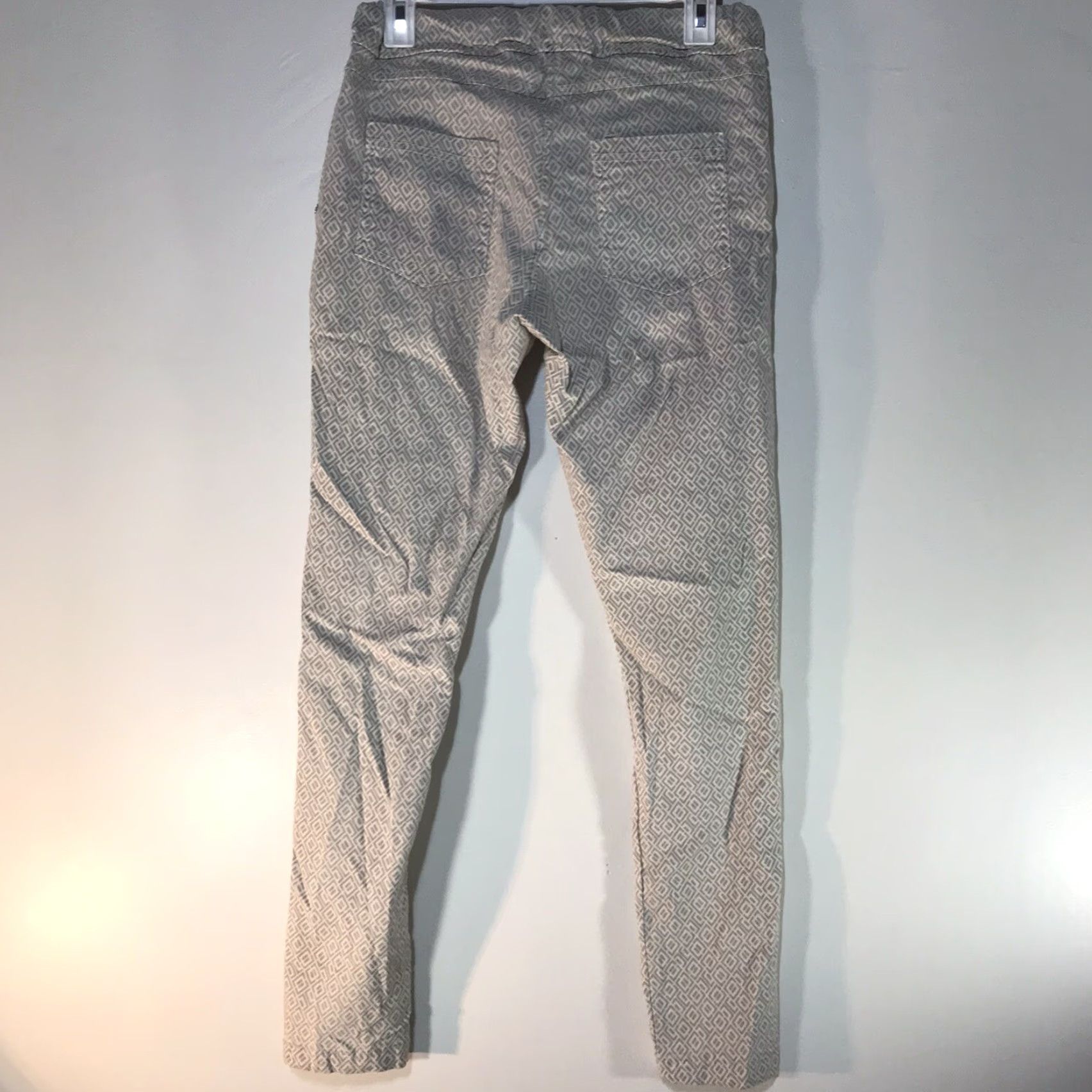 Vintage VINTAGE Yolly Italy Women's Pants Skinny Fit Drawstring Crepe Geometric Pattern 10P Light Gray Size 32" / US 10 / IT 46 - 5 Thumbnail