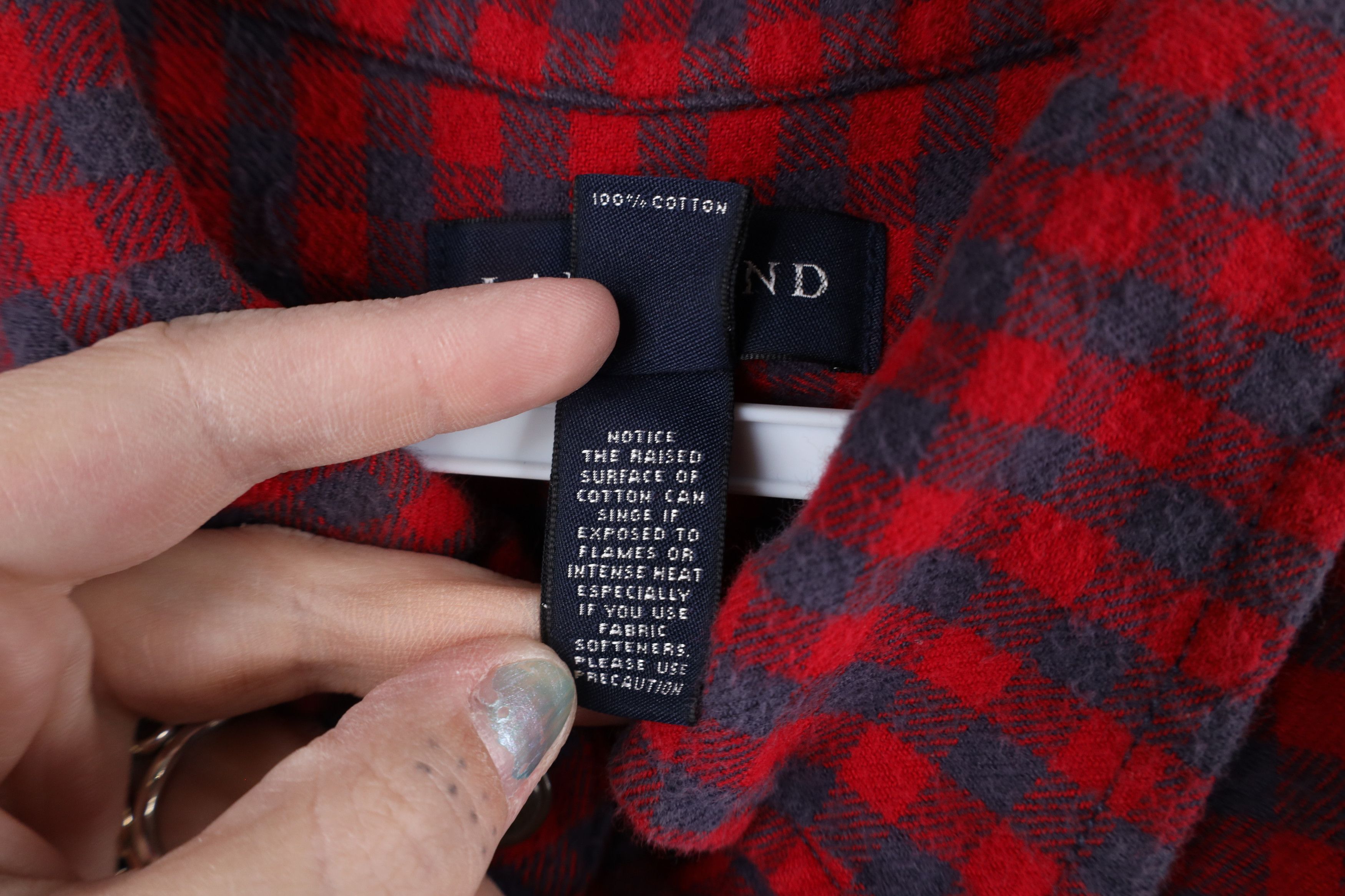 Lands' End × Vintage Lands End Flannel Collared Button Down Shirt Red Size US XL / EU 56 / 4 - 8 Thumbnail