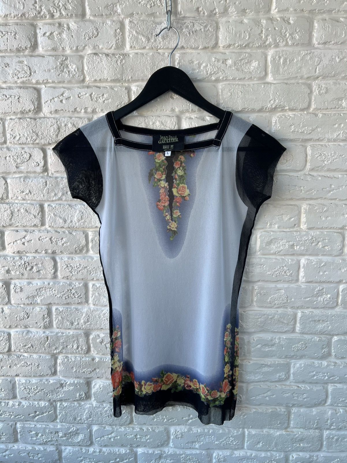 Jean Paul Gaultier Jean Paul Gaultier JPG Mesh Floral Printed Top Size L / US 10 / IT 46 - 1 Thumbnail