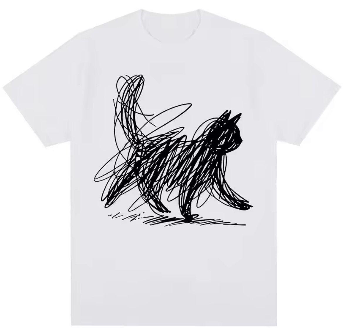 Japanese Brand Retro Abstract Cat Lines Minimalist Graffiti Graphic TShirt Size US L / EU 52-54 / 3 - 1 Thumbnail