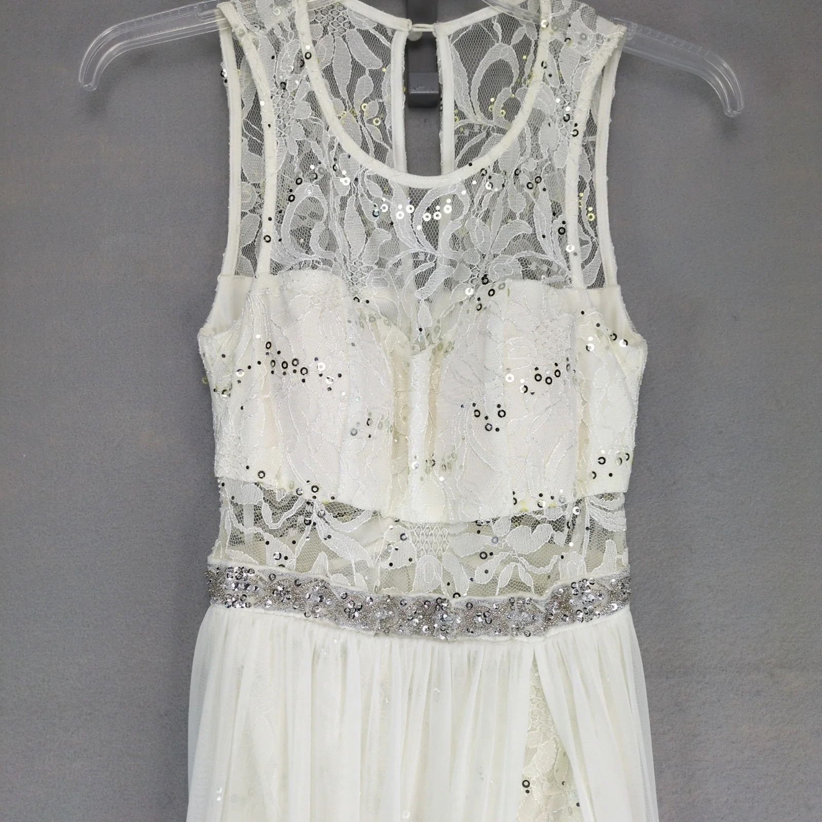 Other BCX Sheer Lace Overlay Off-White Dress Sz 3 Juniors Sequin Size S / US 4 / IT 40 - 8 Thumbnail