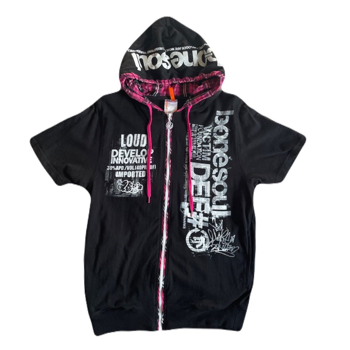 If Six Was Nine 2000s Japanese archive Vkei Poem Zip-Up Short Sleeve Hoodie Size US S / EU 44-46 / 1 - 2 Thumbnail