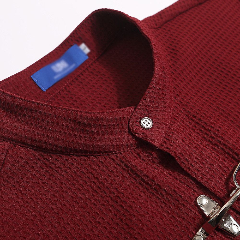 Japanese Brand × Vintage Men's high street loose casual waffle metal button shirt Size US M / EU 48-50 / 2 - 3 Thumbnail