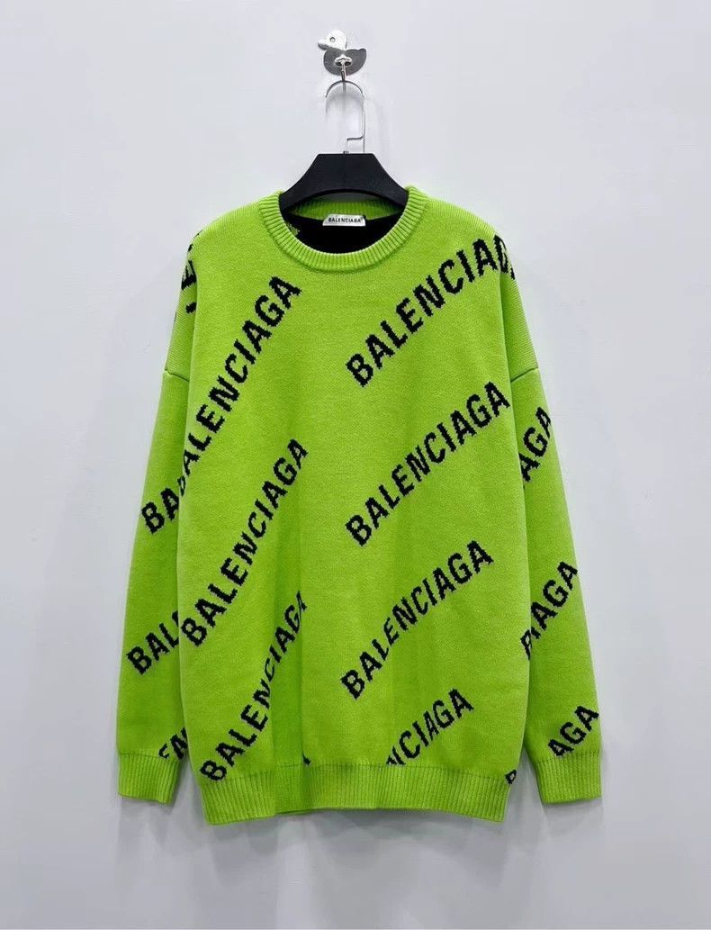 Balenciaga Balenciaga Black and Green Bullet Screen Logo Sweater-2506 Size US S / EU 44-46 / 1 - 1 Thumbnail
