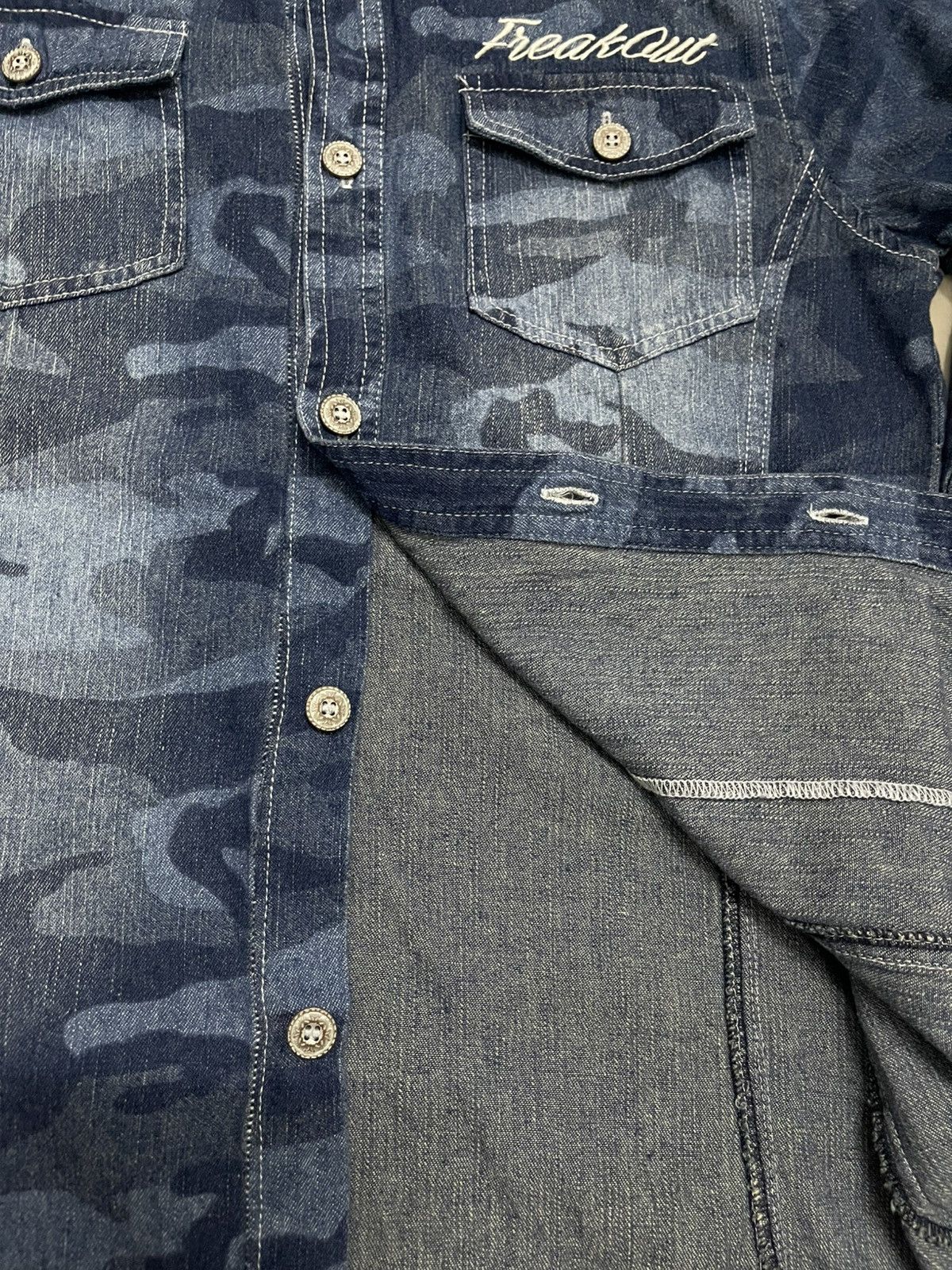 If Six Was Nine In The Attic Homme “Freak Out” Camo Western Denim Shirt Size US M / EU 48-50 / 2 - 8 Thumbnail
