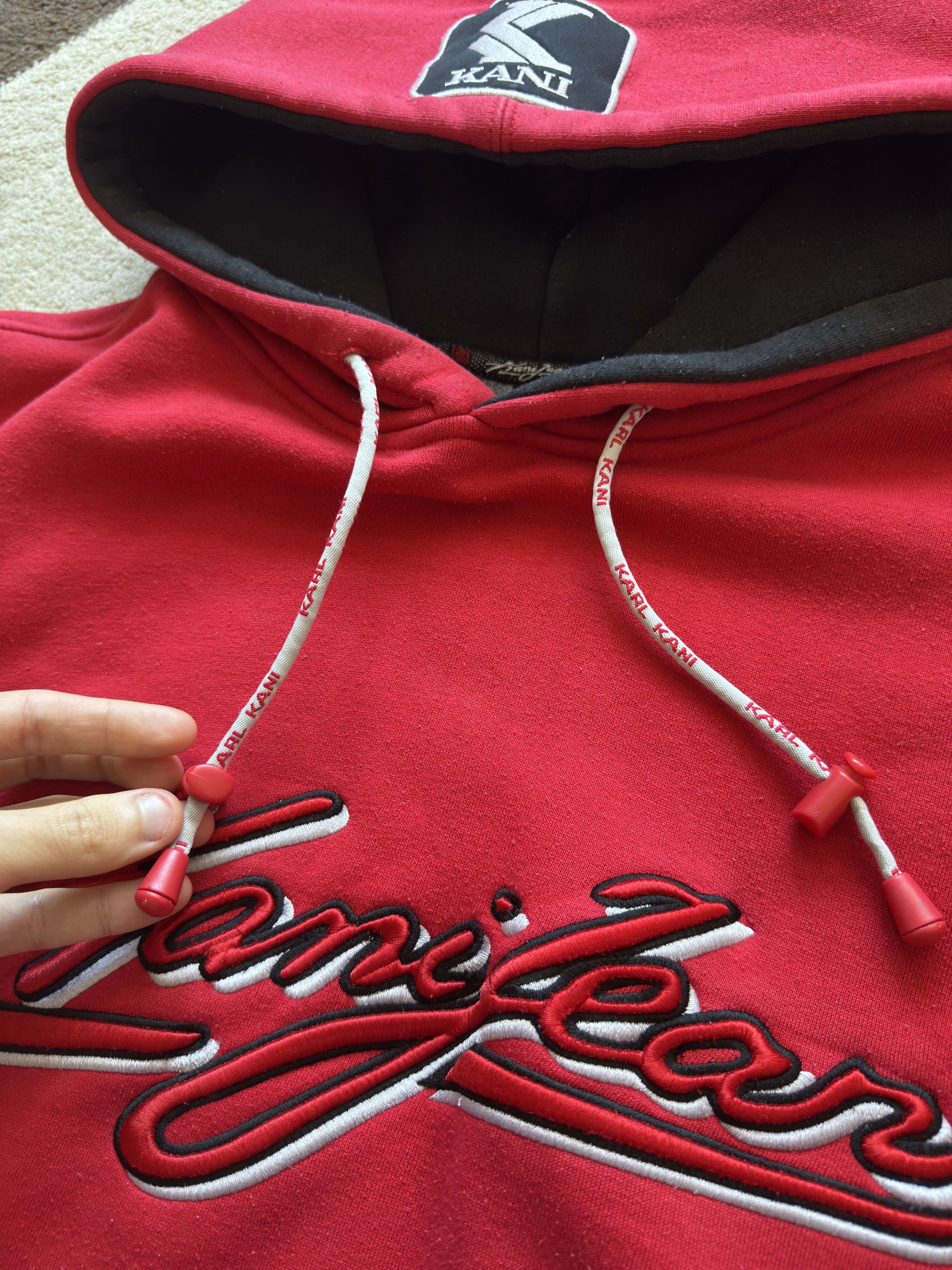 Karl Kani Vintage Hoodie Karl Kani Jeans Hip Hop Rap Boxy Red Spellout Size US M / EU 48-50 / 2 - 4 Thumbnail