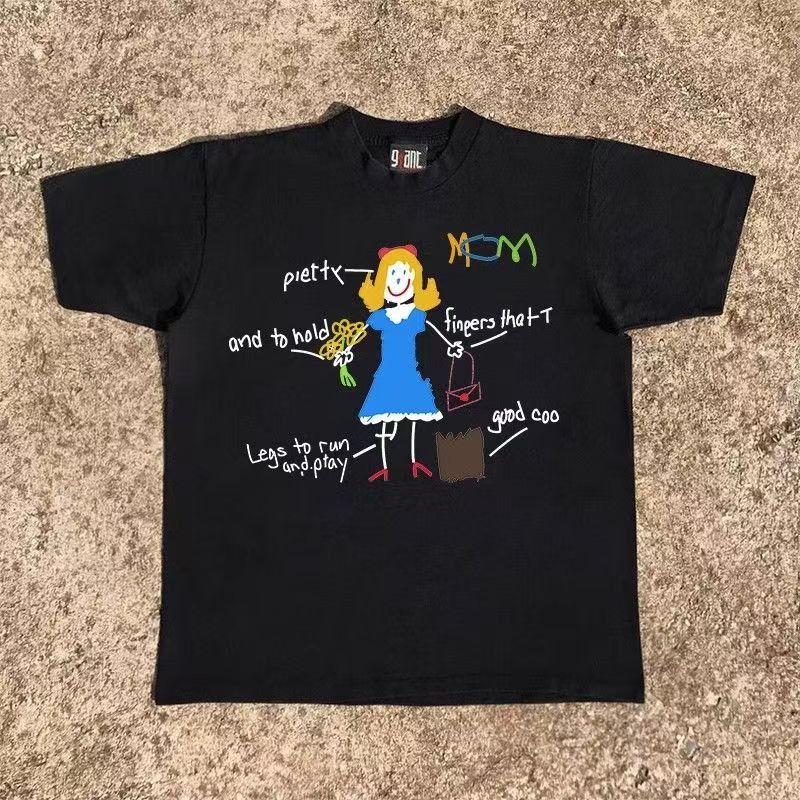 Japanese Brand × Vintage Black casual retro street fashion girls printed t-shirt Size US M / EU 48-50 / 2 - 1 Thumbnail