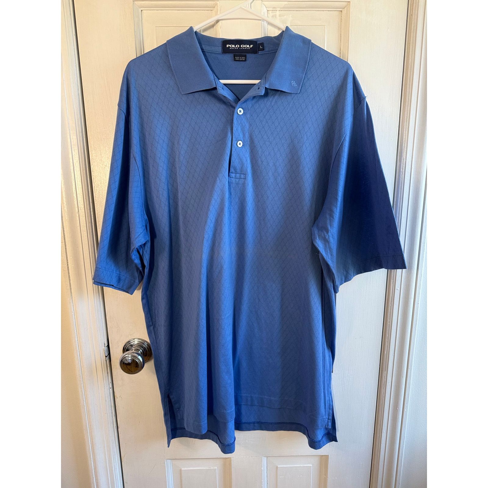 Polo Ralph Lauren Polo Golf Ralph Lauren Blue Diamond Knit Polo Shirt Large Size US L / EU 52-54 / 3 - 1 Thumbnail