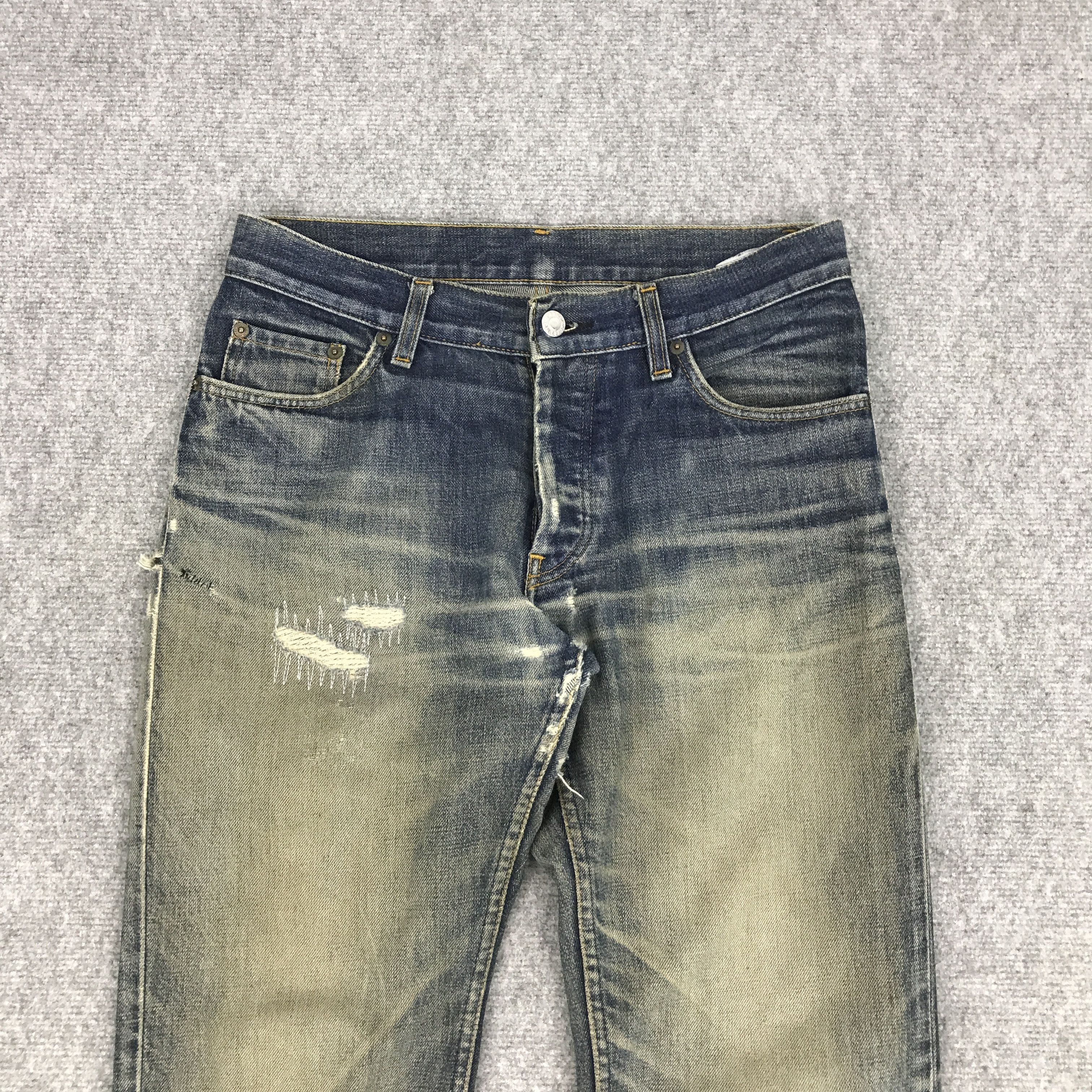 Helmut Lang 1998 HELMUT LANG DISTRESSED DENIM PANTS Size US 30 / EU 46 - 2 Thumbnail