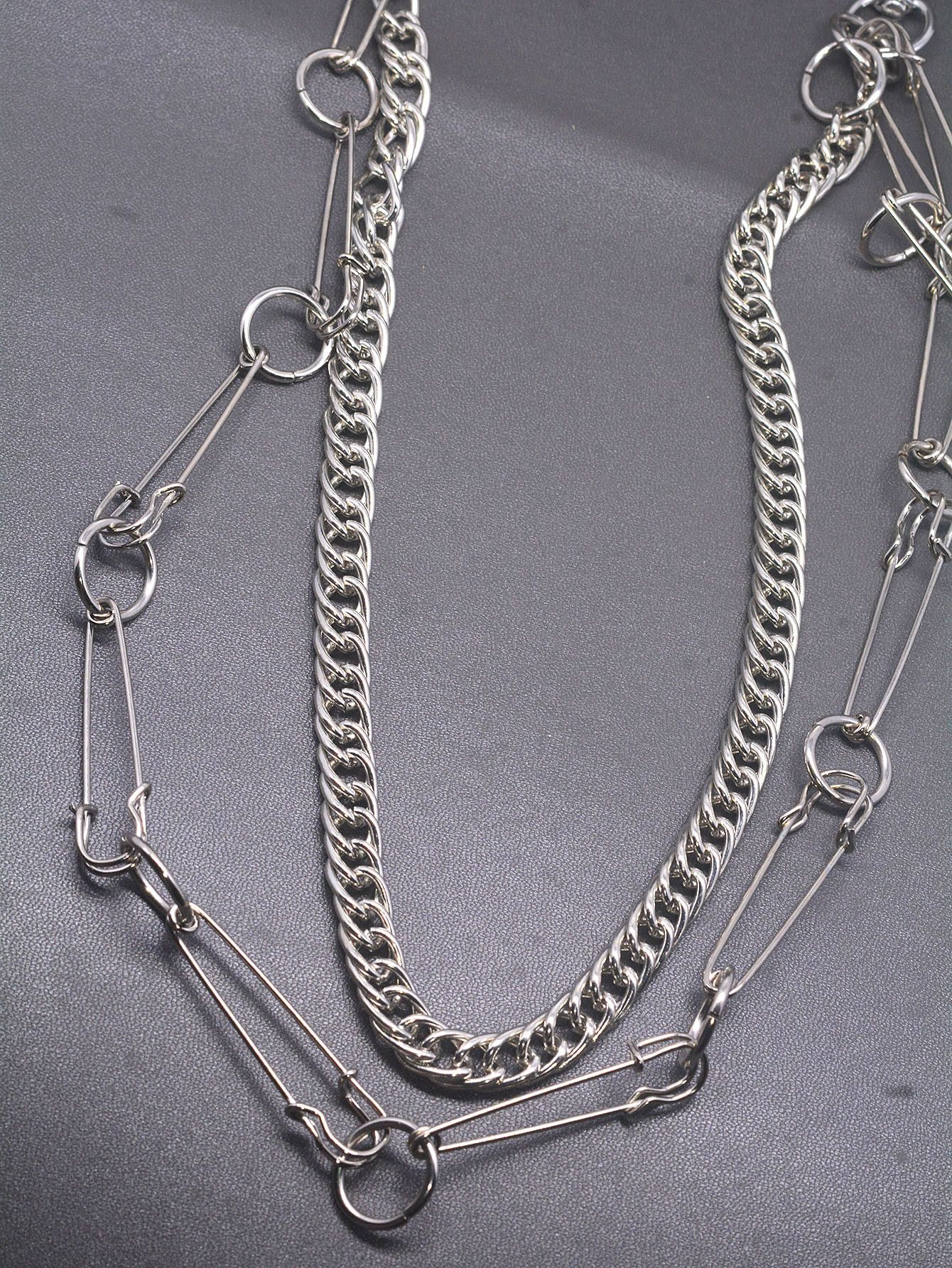 Japanese Brand × Jewelry Double-Layer Curl Pants Chain with Safety Pin Size ONE SIZE - 3 Thumbnail