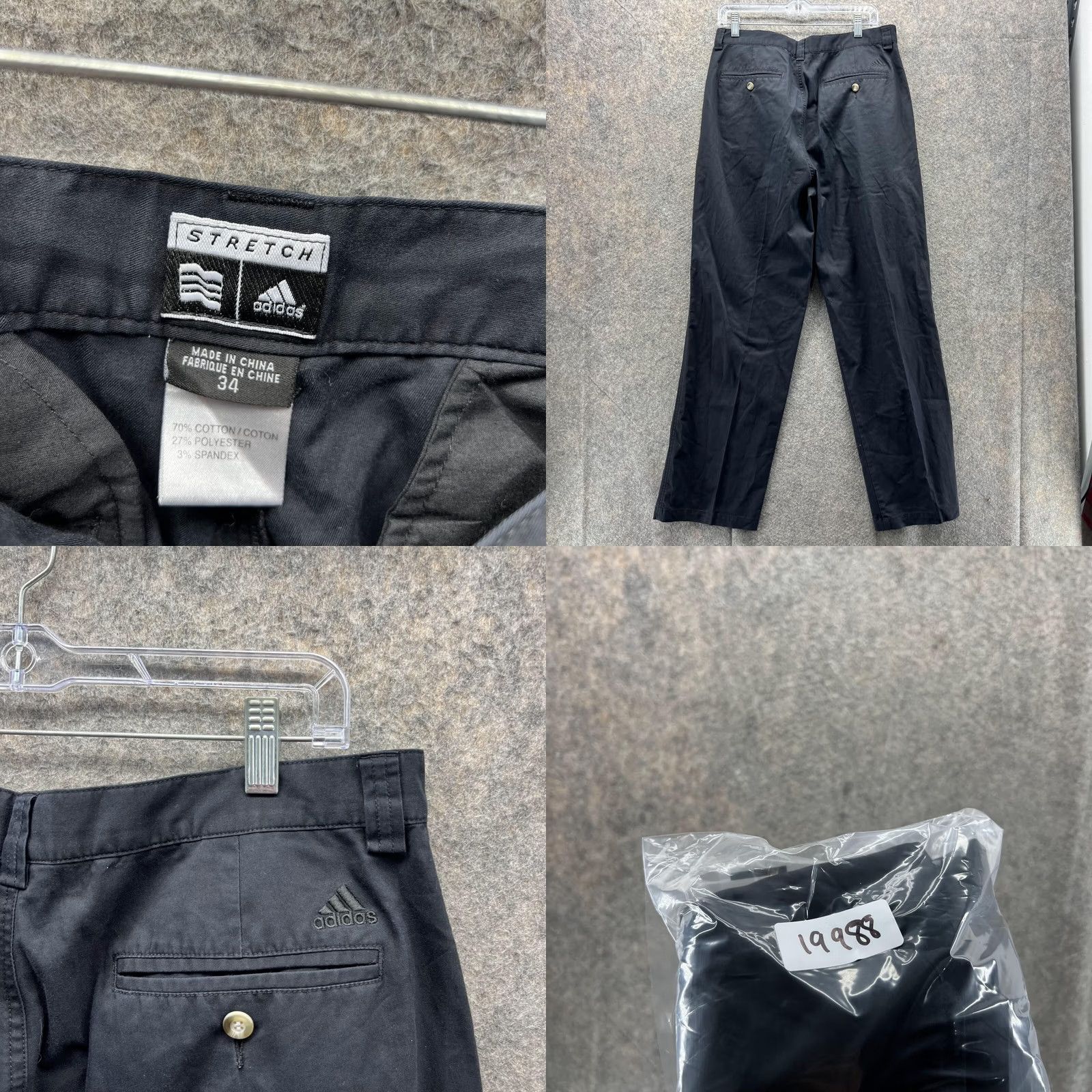 Adidas Adidas Pants Men 34 Black Athletic Stretch Chino Flat Front Vintage Trefoil Shirt? Size US 34 / EU 50 - 8 Thumbnail
