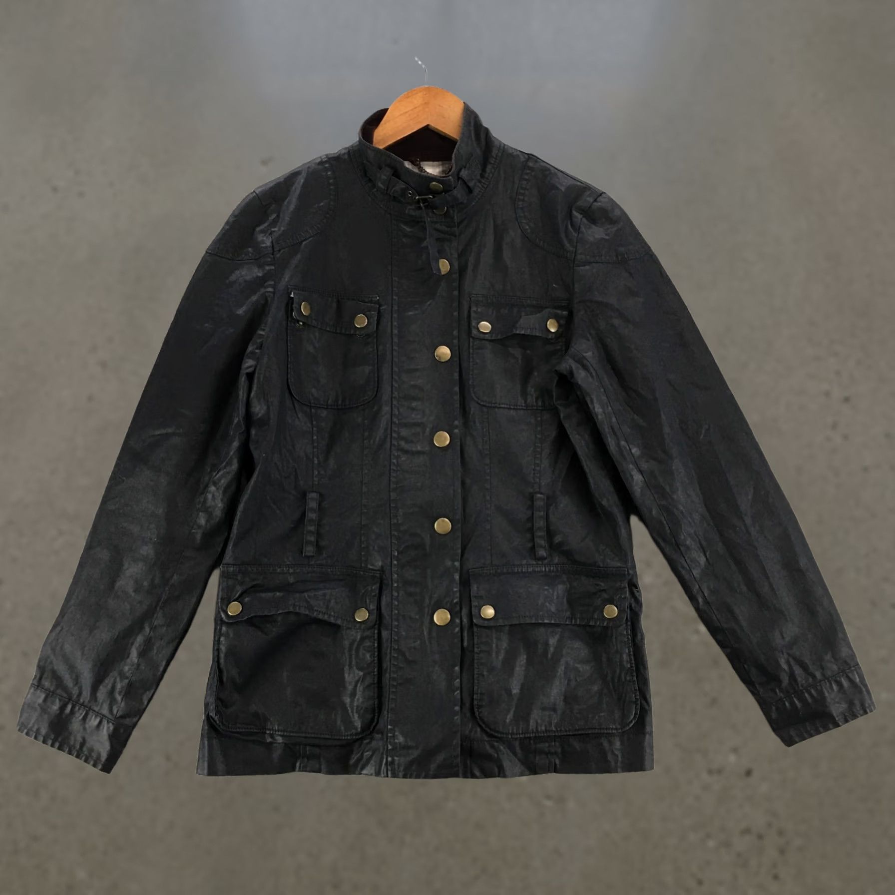 Banana Republic Banana Republic Faux Leather Jacket Womens Medium Black Button Up Mock Neck Jacket Size M / US 6-8 / IT 42-44 - 1 Thumbnail