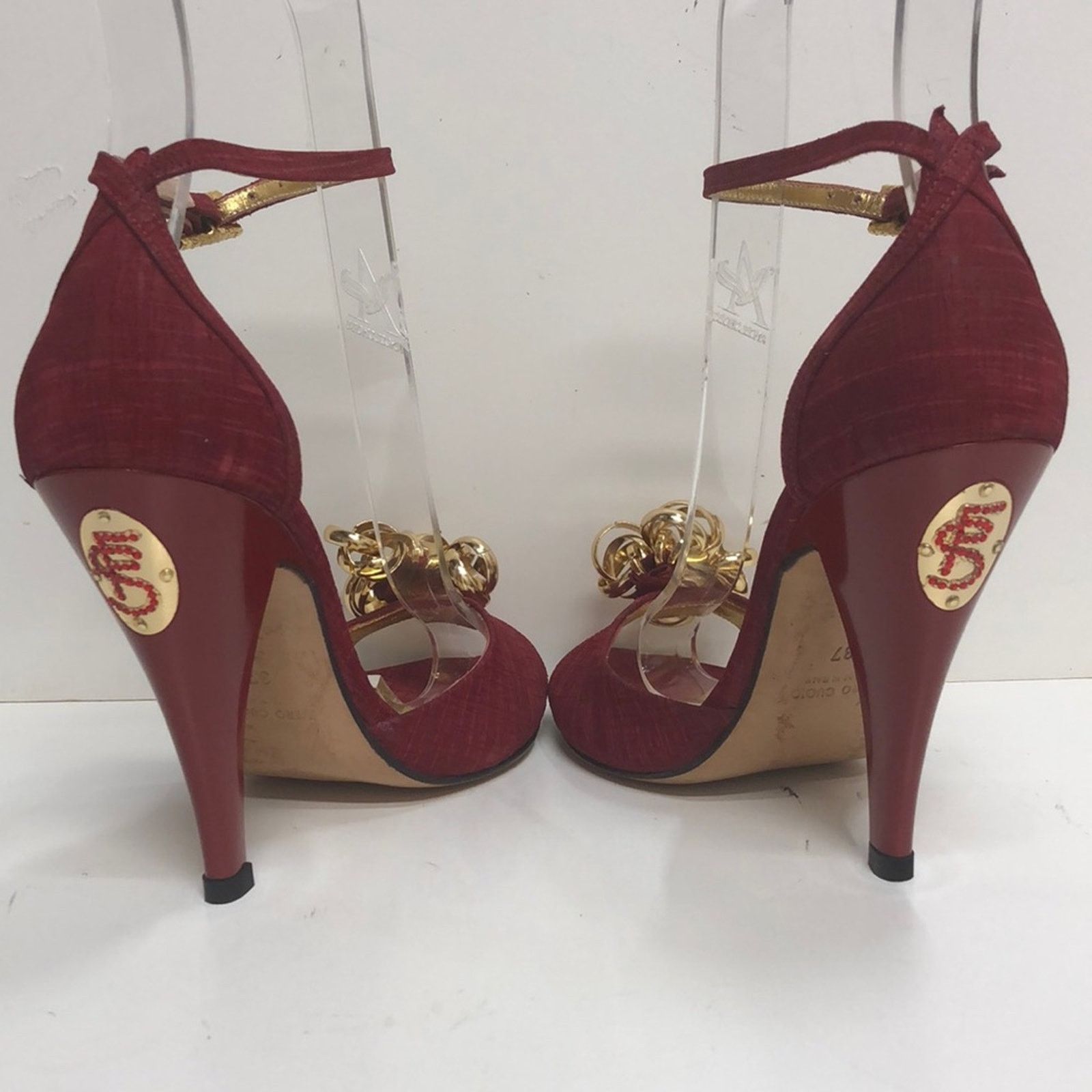 & Other Stories Francesco Sacco Made in Italy Red HighHeel Sandal Size US 7 / IT 37 - 4 Thumbnail