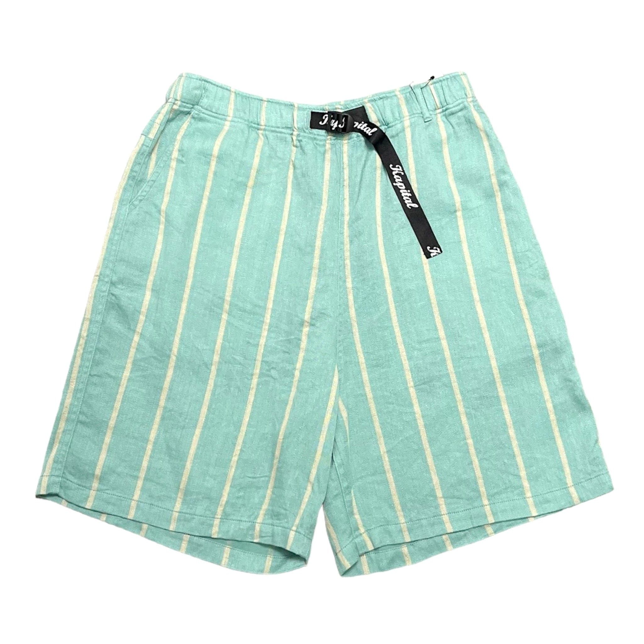 Linen Phillies Stripe Easy Shorts Turquoise