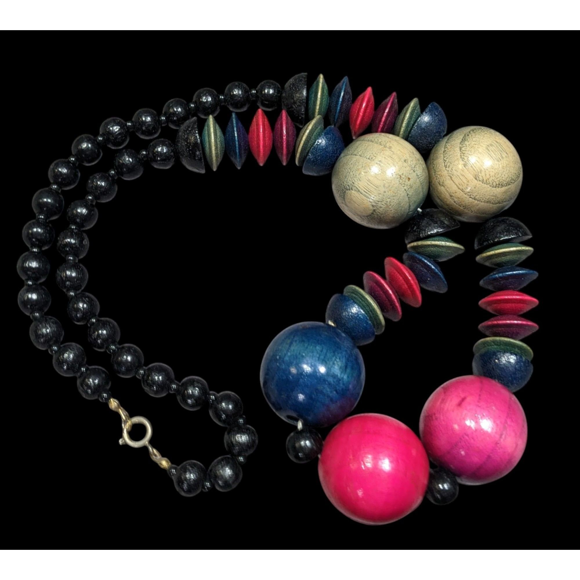 Other Vintage Rainbow Stained Wood Beaded Necklace Size ONE SIZE - 1 Thumbnail