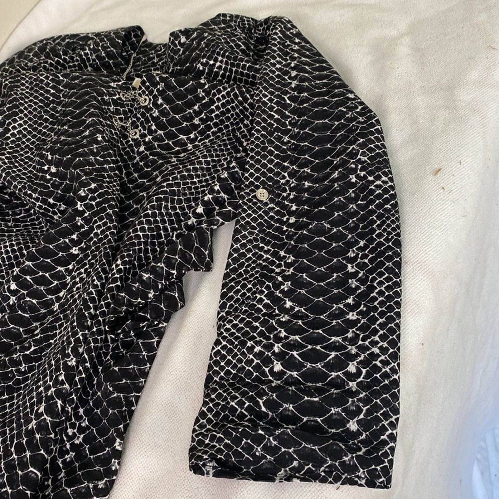 Michael Kors Michael Kors Gray Snake Animal Print Lace Up Chain Dress XS Size XS / US 0-2 / IT 36-38 - 13 Thumbnail