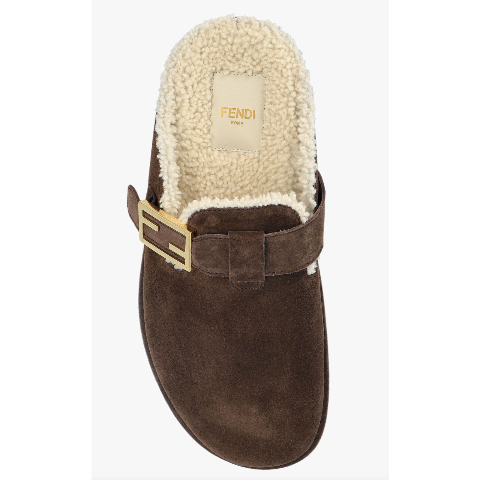 Fendi Fendi Feel Mules Brown Suede Shearling FF Gold Logo Slip On Size US 11 / IT 41 - 8 Thumbnail