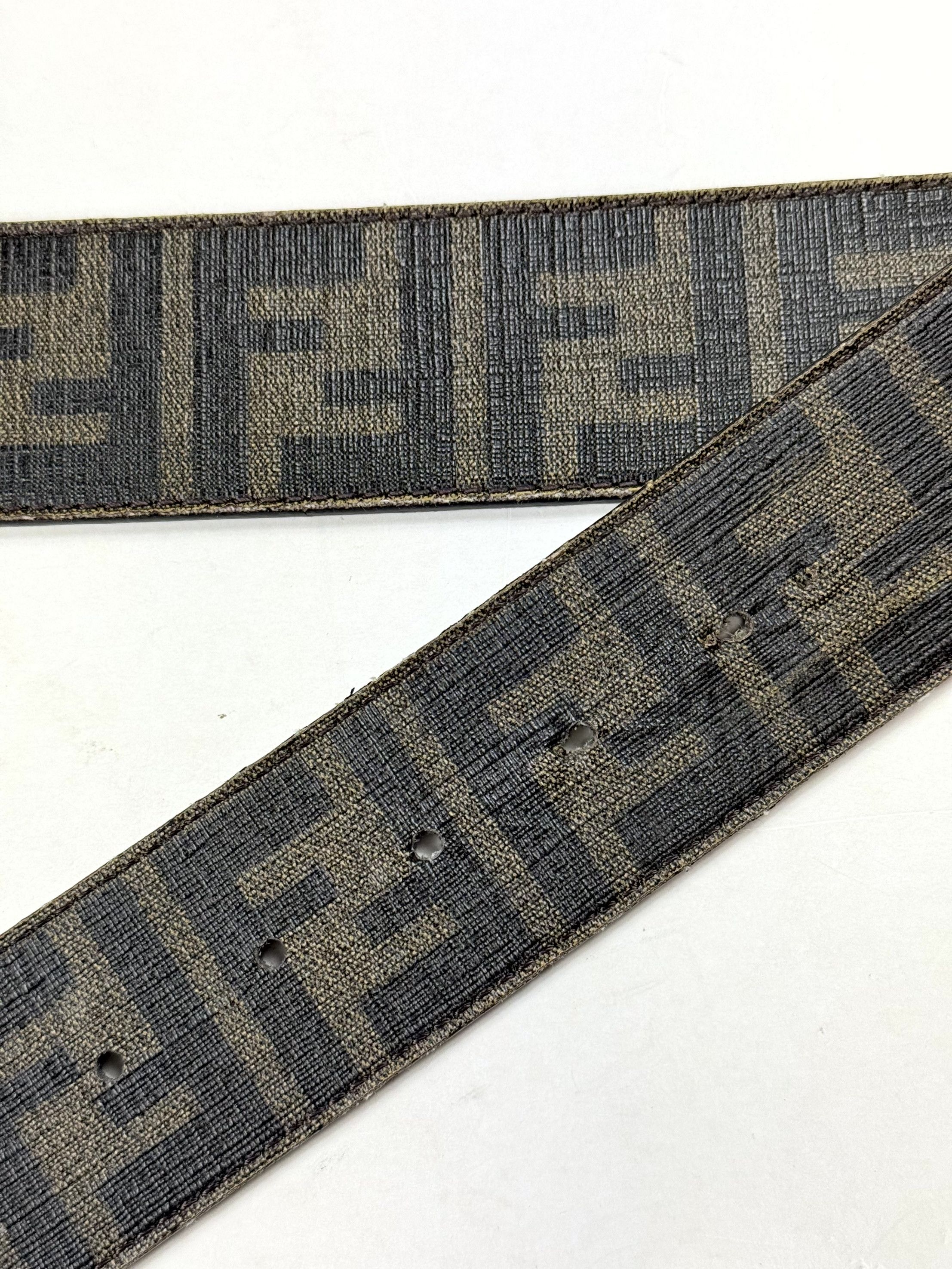 Fendi Fendi Brown Monogram Zucca FF Logo Leather Belt Size 95/38 Size ONE SIZE - 6 Thumbnail