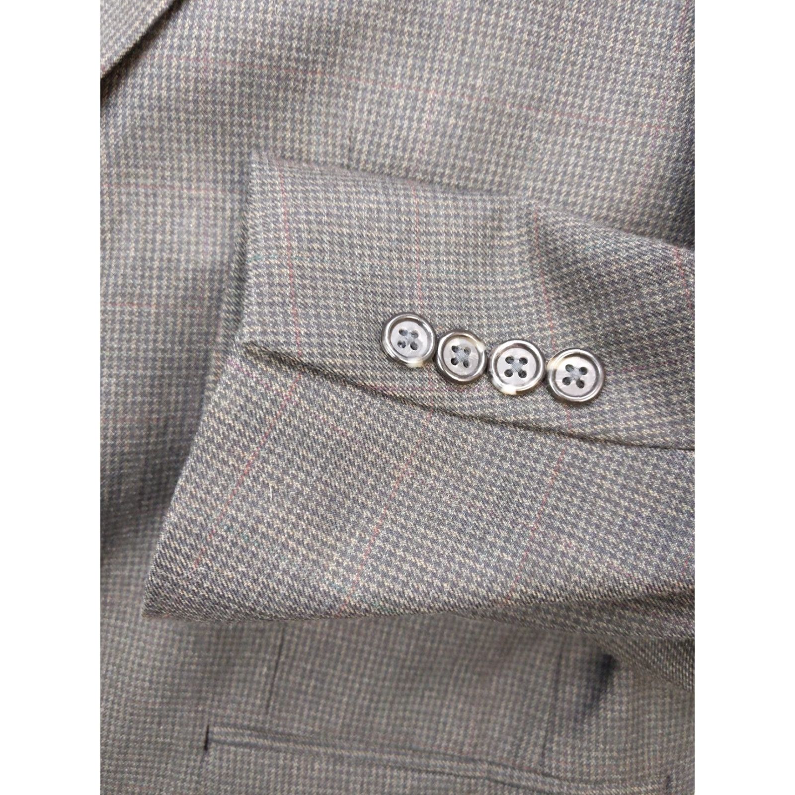 Vintage Hunting Horn Sport Coat Blazer Mens 44R Gray Check Two-Button Notch Lapel Single-Breasted Jacket Regular Office Formal Size 44R - 2 Thumbnail