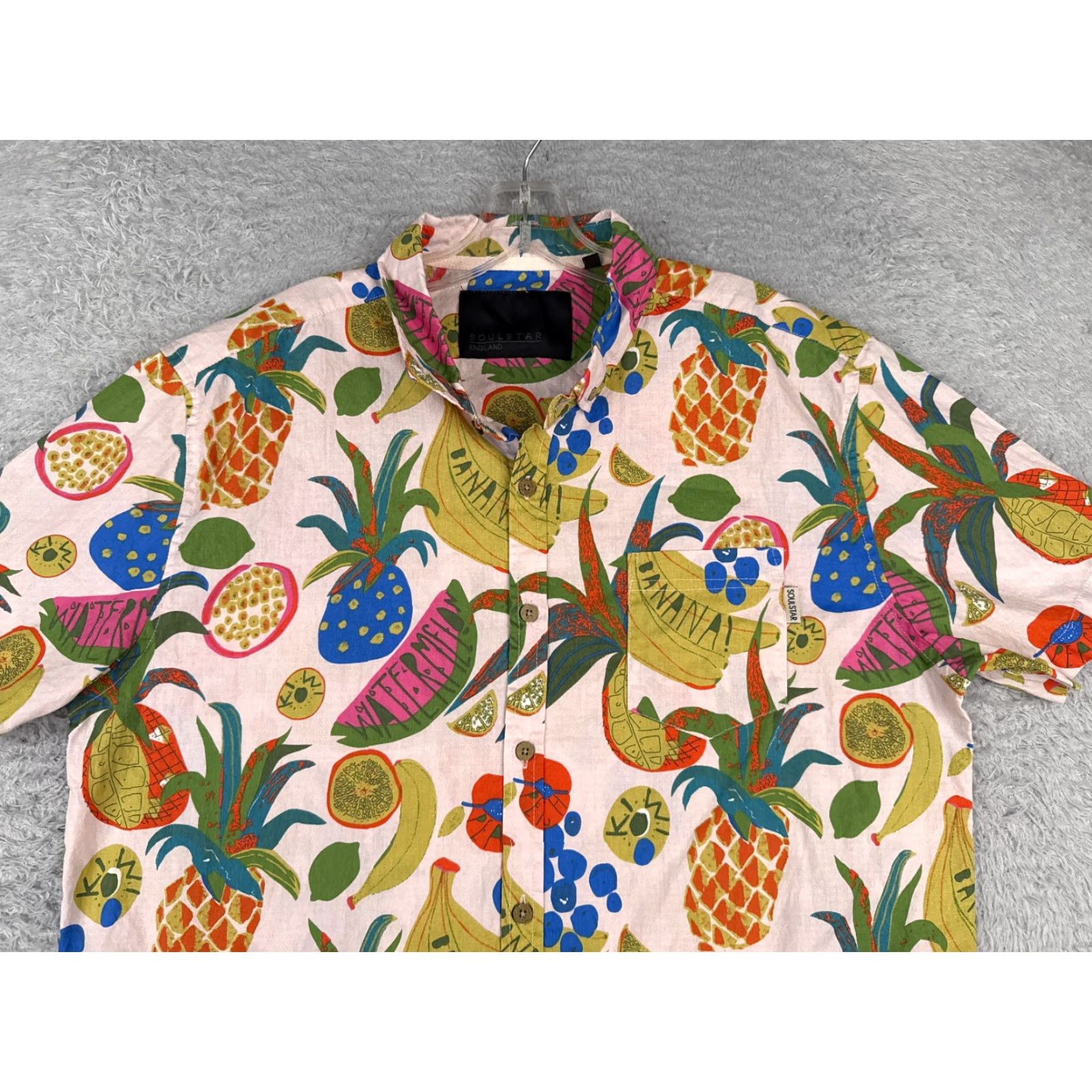 Vintage Soulstar Shirt Mens Adult XL White Hawaiian Floral Button-Up, 100% Rayon, Short Sleeve, Collared, Casual Business, Regular Fit Size US XL / EU 56 / 4 - 4 Thumbnail