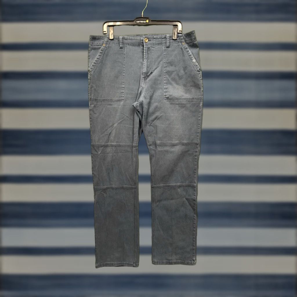 Frye FRYE Double Knee Jeans Mens 36x32 Mid-Rise Khaki Canvas Straight Leg Workwear Size US 36 / EU 52 - 1 Thumbnail