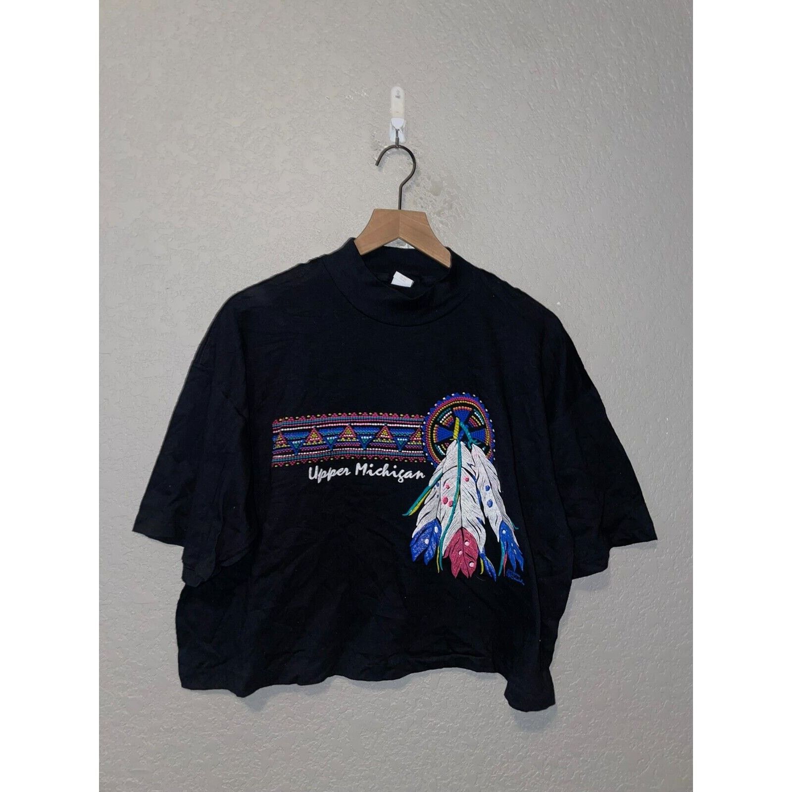 Vintage Womens Vintage Upper Michigan Shirt Tee Top Crop 90s Size L / US 10 / IT 46 - 1 Thumbnail