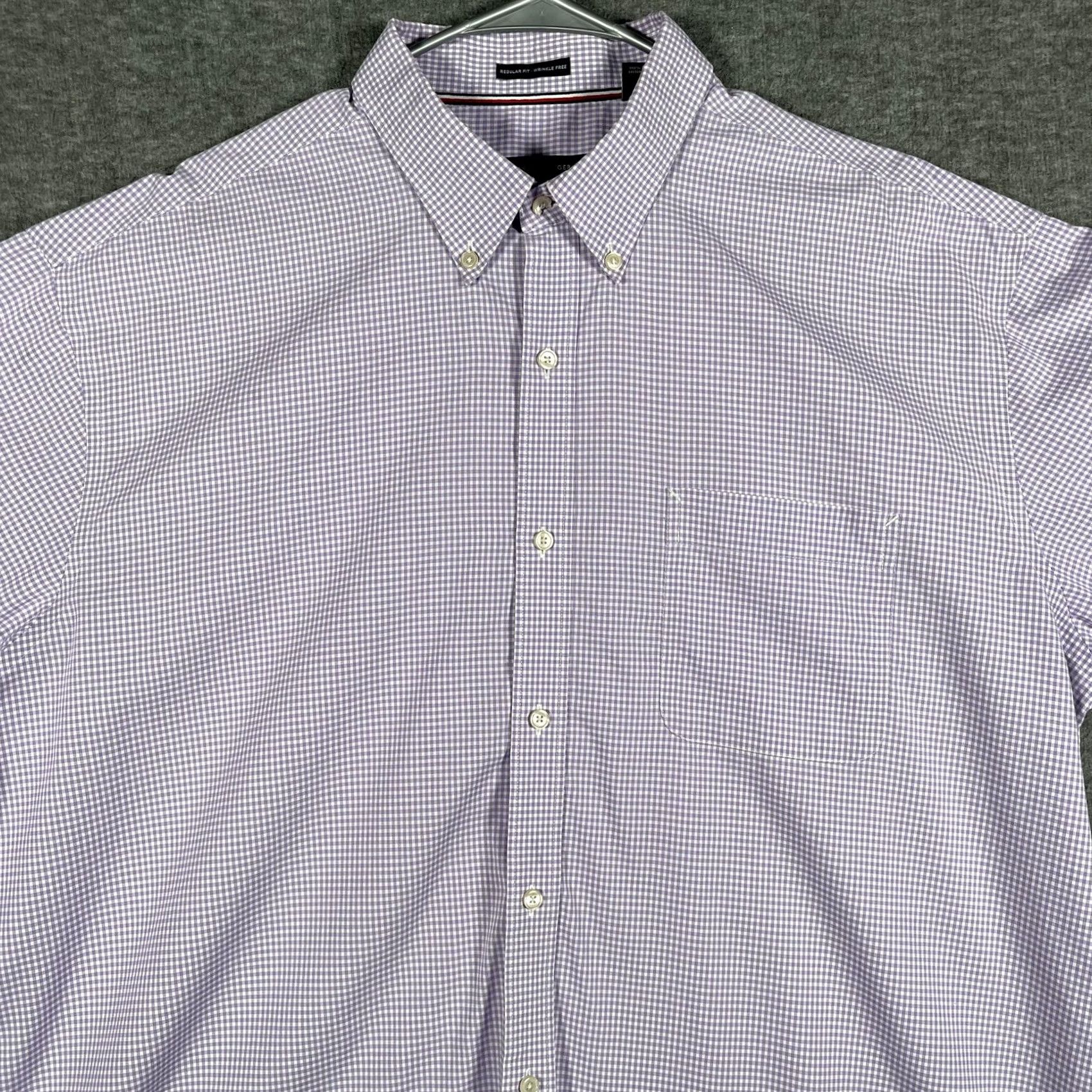 Tommy Hilfiger Tommy Hilfiger Shirt Mens 2XL Purple Gingham Dress Button-Down Wrinkle Free Size 48R - 3 Thumbnail