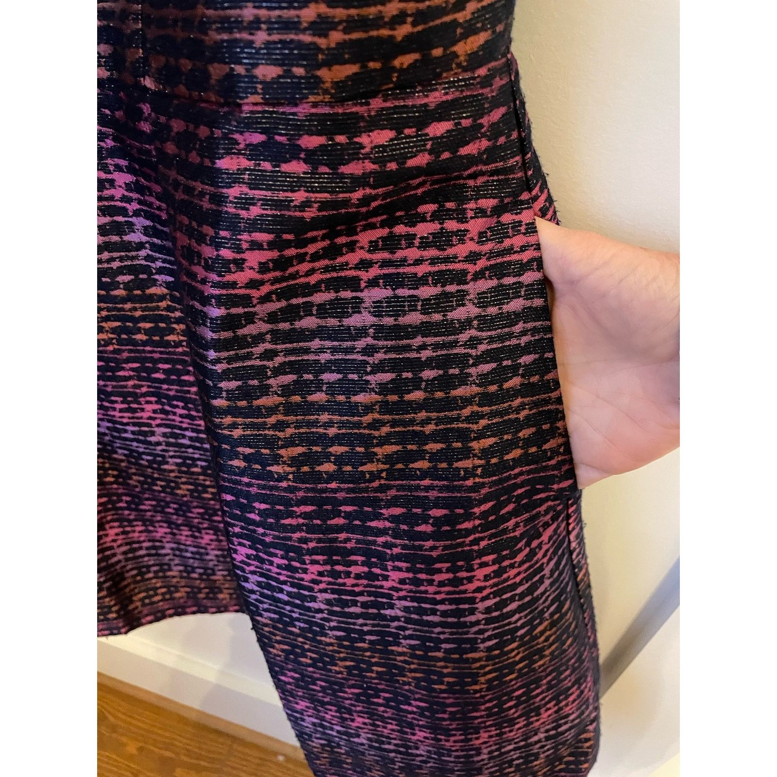 Vince Camuto Womens Metallic Jacquard Fit and Flare Dress,14