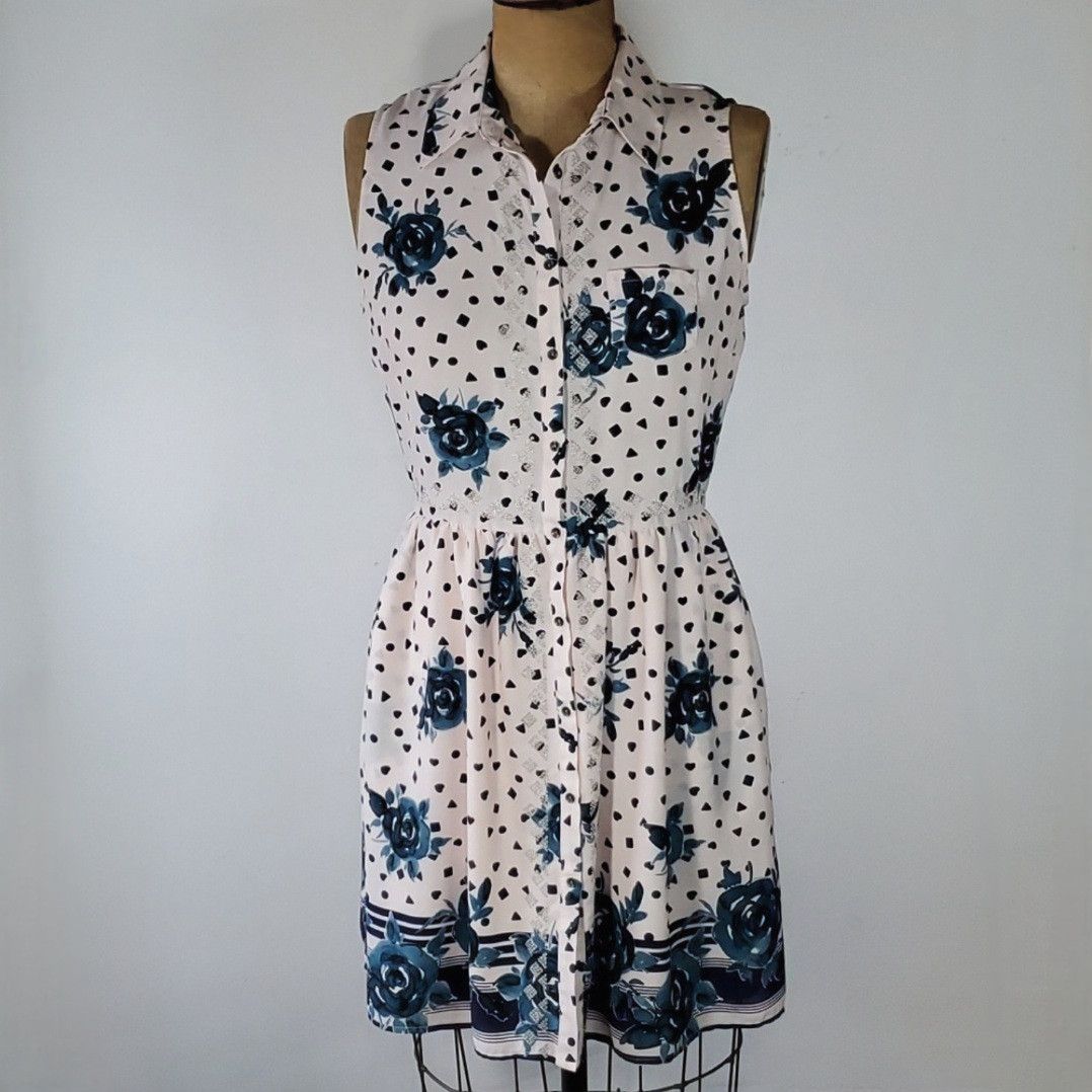 Other Maison Jules Size M Dress Blush Pink Floral Chiffon Button Size M / US 6-8 / IT 42-44 - 1 Thumbnail