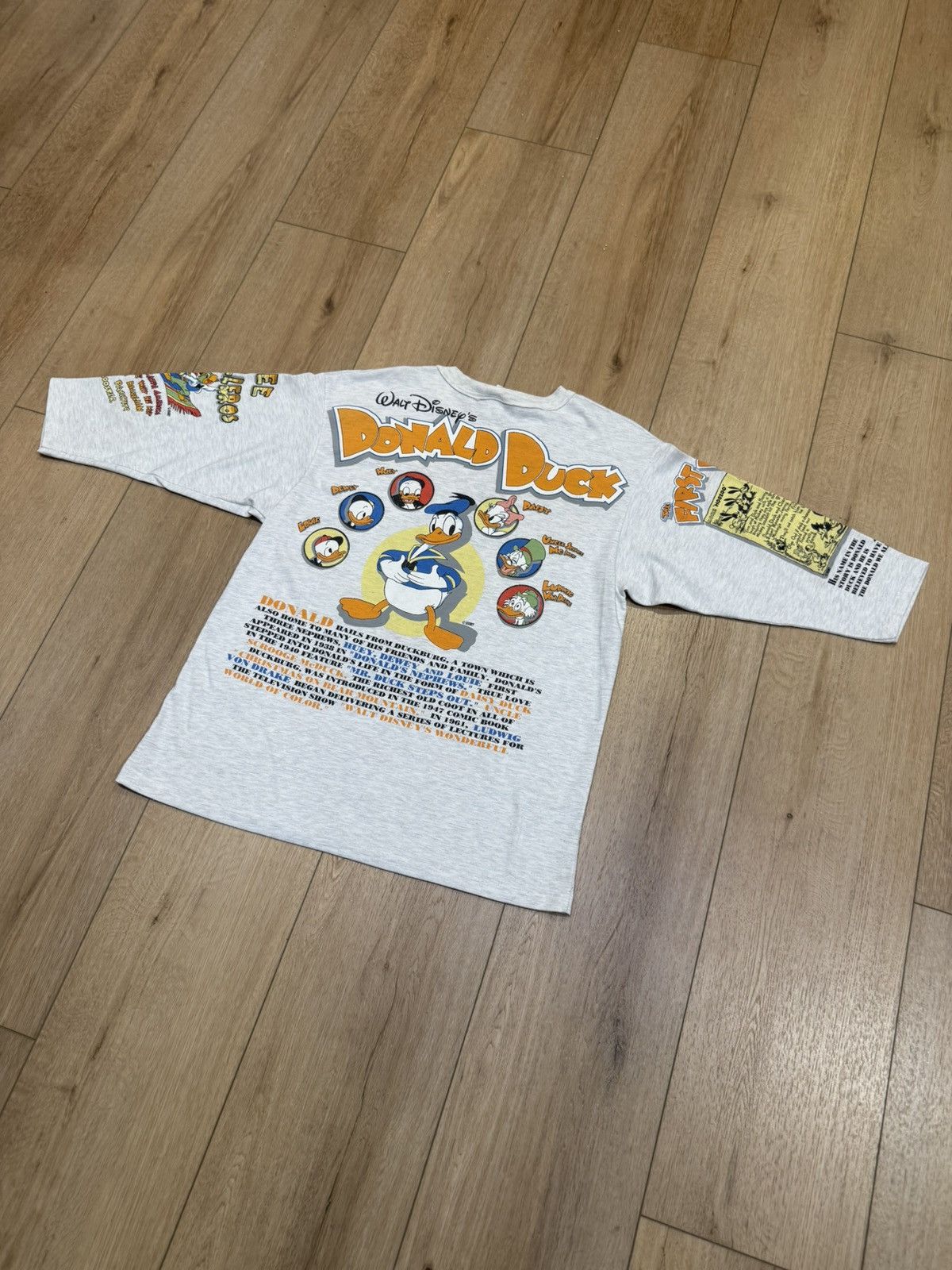 Disney Vintage 1991 Disney Donald Duck Grey Long Sleeve AOP Size US XL / EU 56 / 4 - 11 Thumbnail