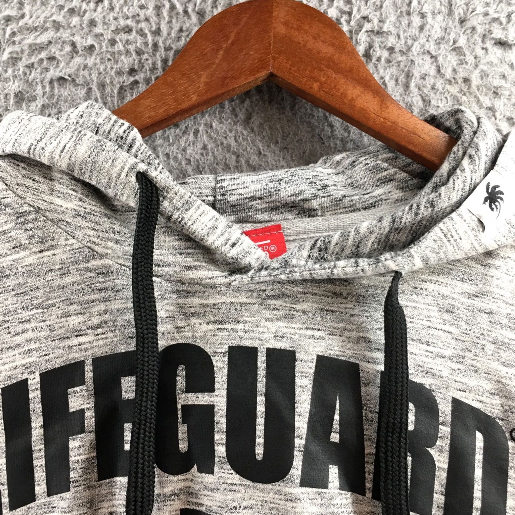 Vintage Lifeguard Hoodie Womens Large Gray Heather Cropped Pullover Graphic Pop Surf Shirt Size L / US 10 / IT 46 - 3 Thumbnail