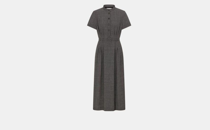 dior grey dress Christian Dior Grey Linen Blend Sleeveless Belted Kaftan Dress Size FR   Sellier