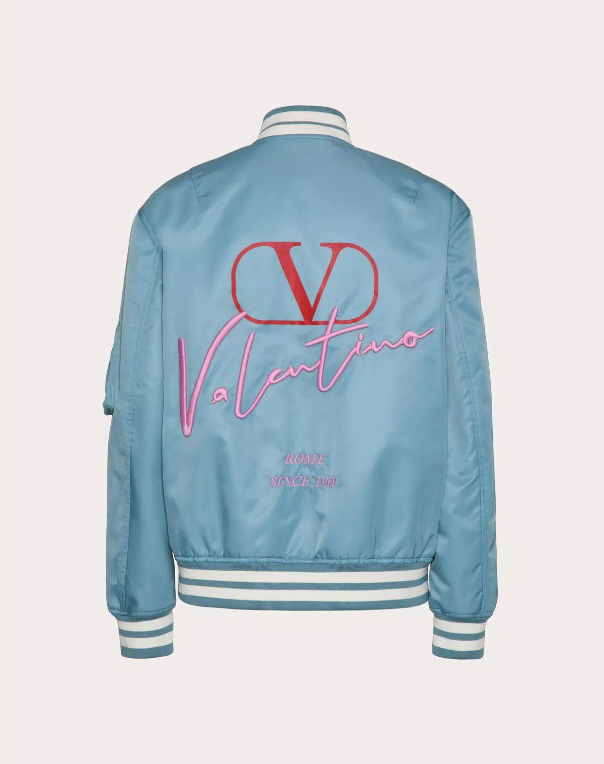 Valentino oc11z0725 Nylon Bomber Jacket in Light Blue Size US M / EU 48-50 / 2 - 2 Thumbnail