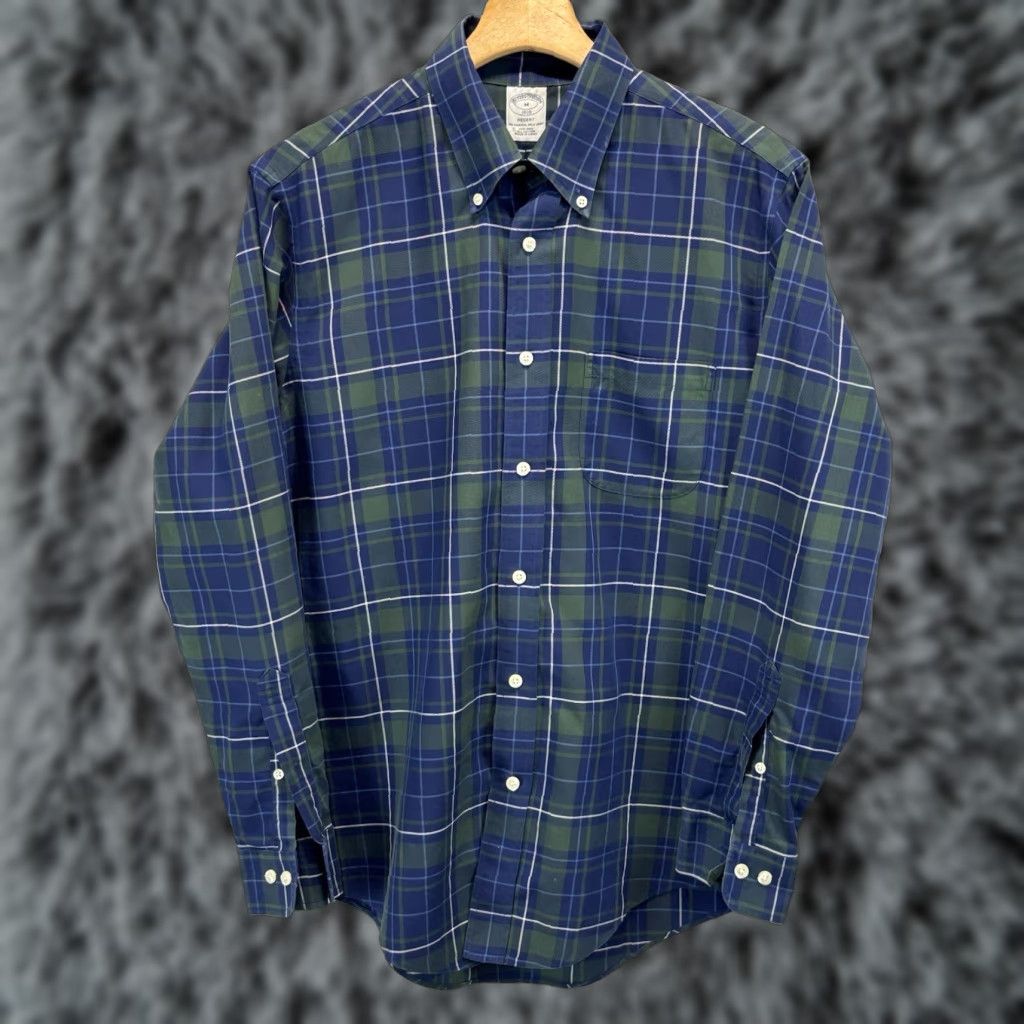 Brooks Brothers Brooks Brothers Shirt Mens M Blue Green Plaid Regent Fit Button-Down Preppy Size US M / EU 48-50 / 2 - 1 Thumbnail