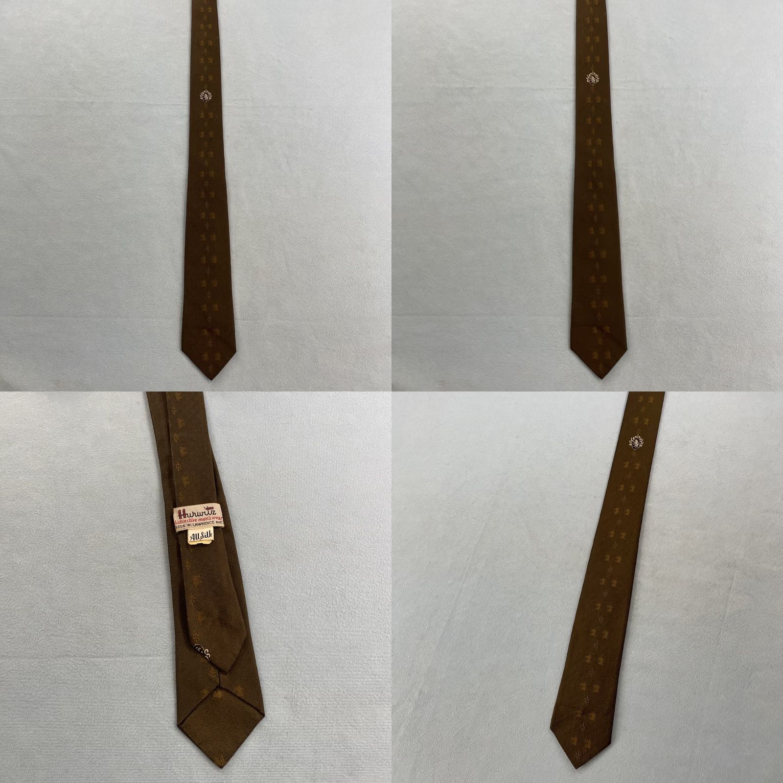 MCM vtg Hurwitz Silk Tie Distinctive Mens Slim MCM Deco Medallion Brown 2x57 Capsule Necktie Size ONE SIZE - 11 Thumbnail