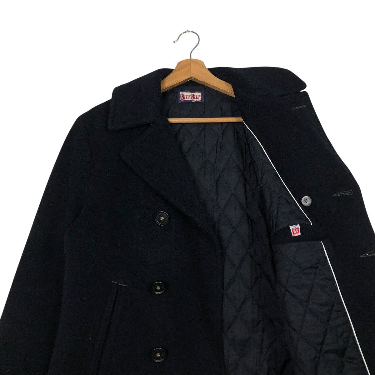 Blue Blue Japan 🔥VINTAGE WOOL PEA JACKET BLUE BLUE DOUBLE COLLAR Size US M / EU 48-50 / 2 - 14 Thumbnail