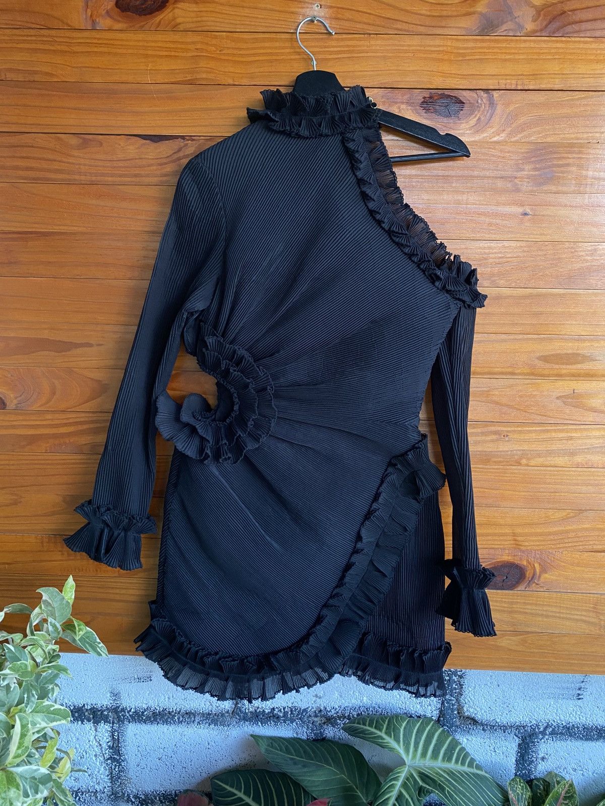 Zimmermann Black Pleated Ruffle Mini Dress Designer Evening Dress Size M / US 6-8 / IT 42-44 - 11 Thumbnail