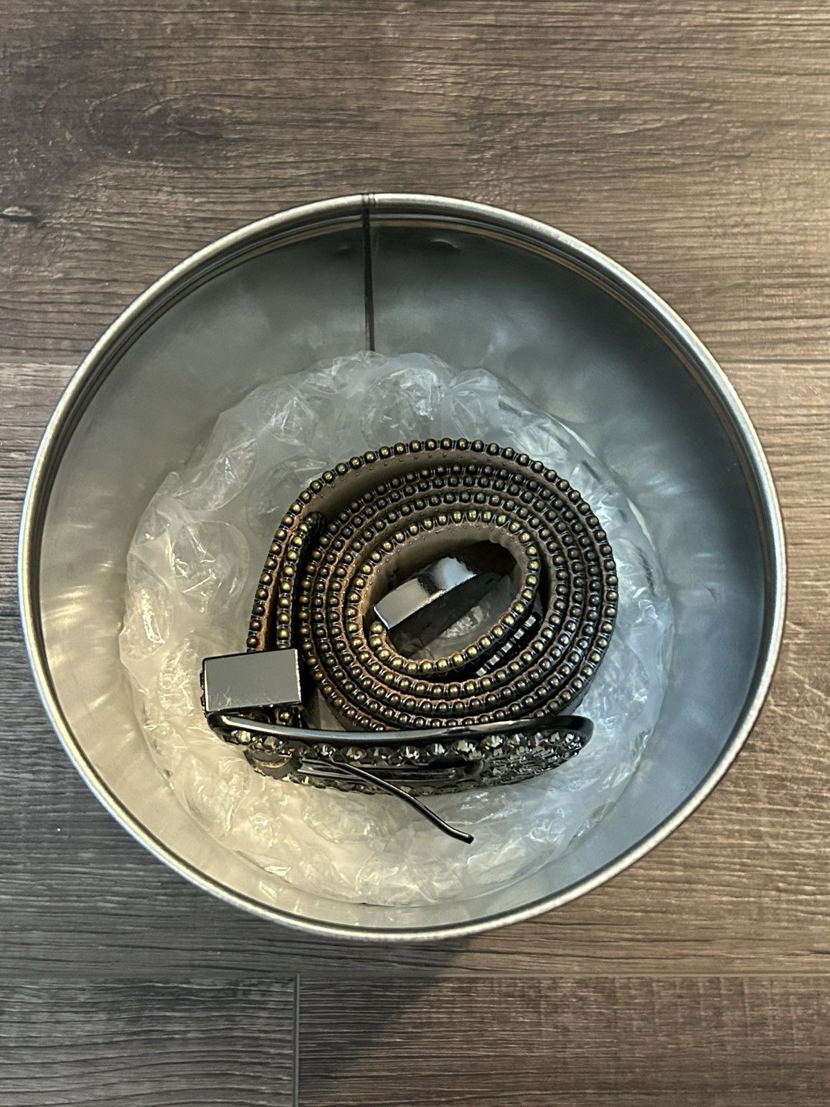 B.B. Simon Black with silver buckle and crystals.
